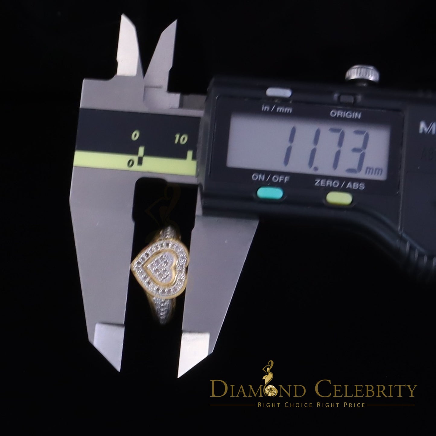 DiamondCelebritees Valentine Yellow Silver 0.15CT Real Diamond Shiny Womens Promise Heart Ring Sz 7