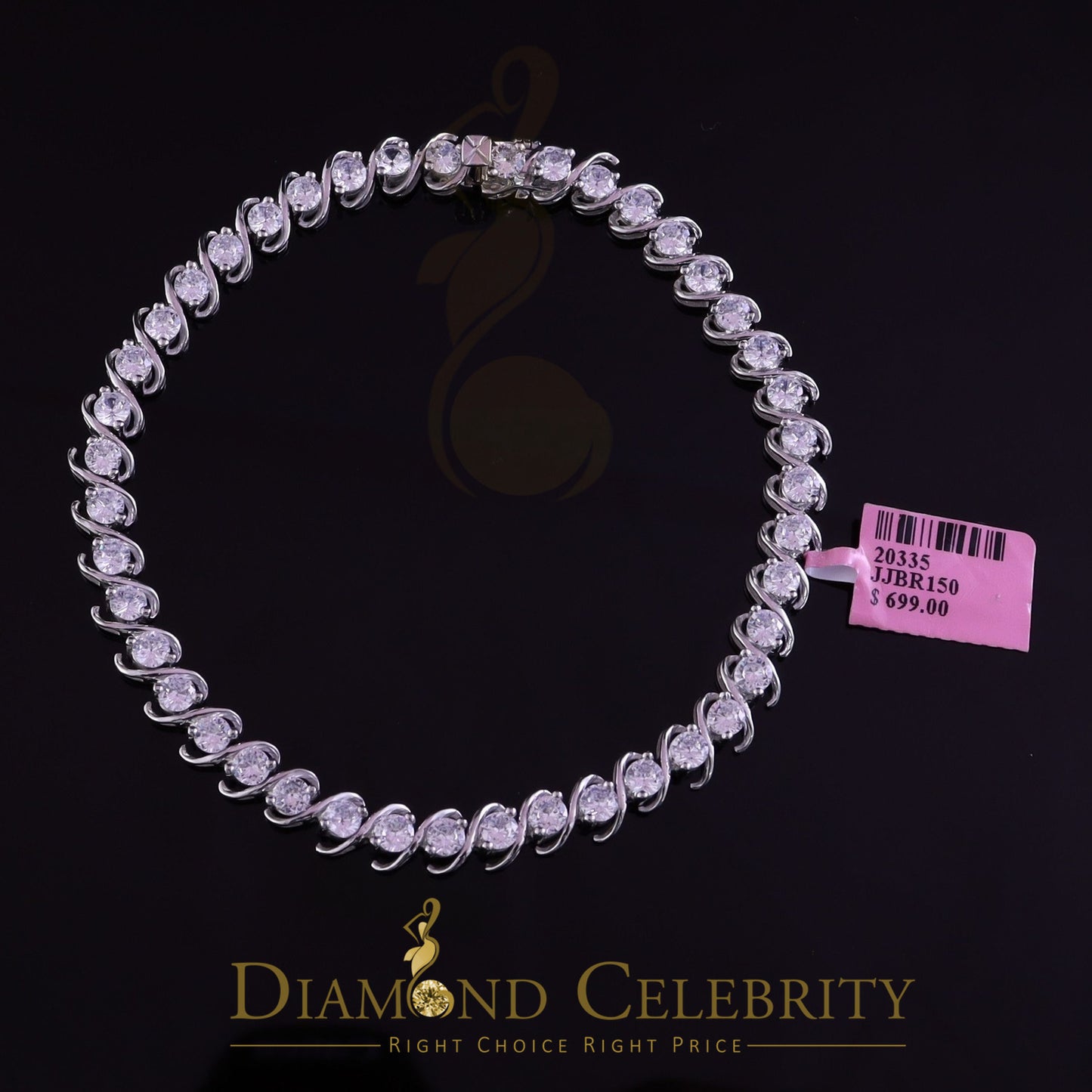 Diamondcelebritees 925 White Sterling Silver 8MM 0.80CT Cubic Zirconia Tennis Bracelet 9 Inch long