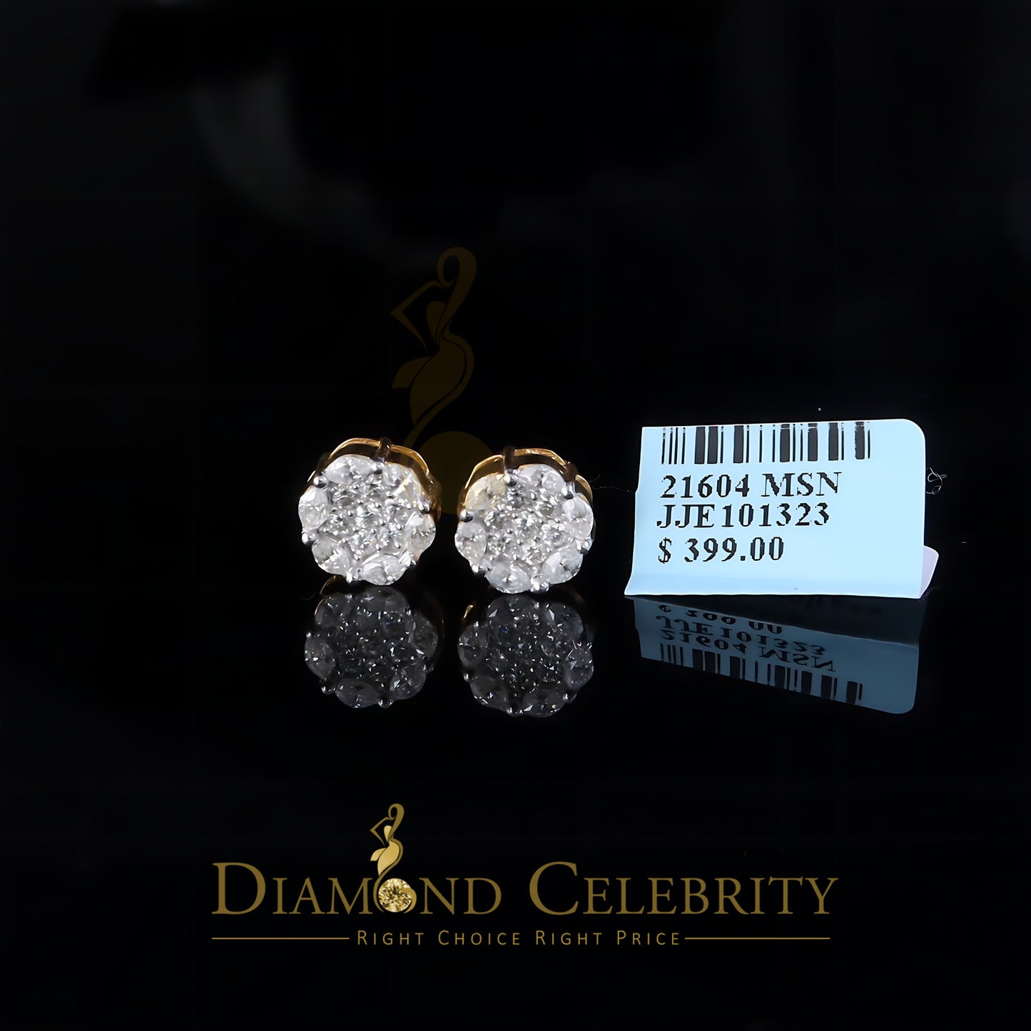 DiamondCelebritees 925 Moissanite Yellow flower 1.00ct Silver Women'sMarquise Stud Earrings VVS' D