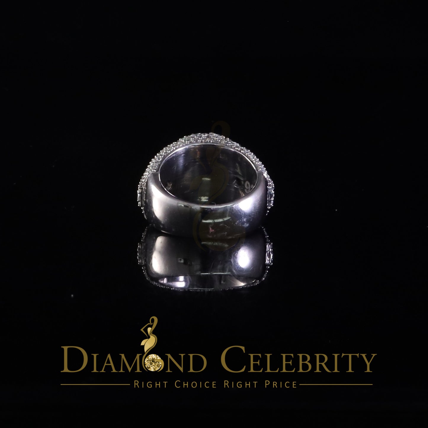 DiamondCelebritees White Sterling 925 Silver 5.50ct Buguette VVS D Moissanite Round Mens Ring SZ 10