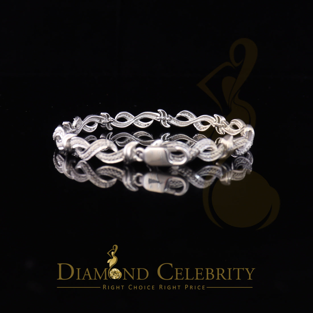 Diamondcelebritees White 0.15CT Real Diamond 925 Sterling Silver Fancy Bracelet-Size 7 Inches