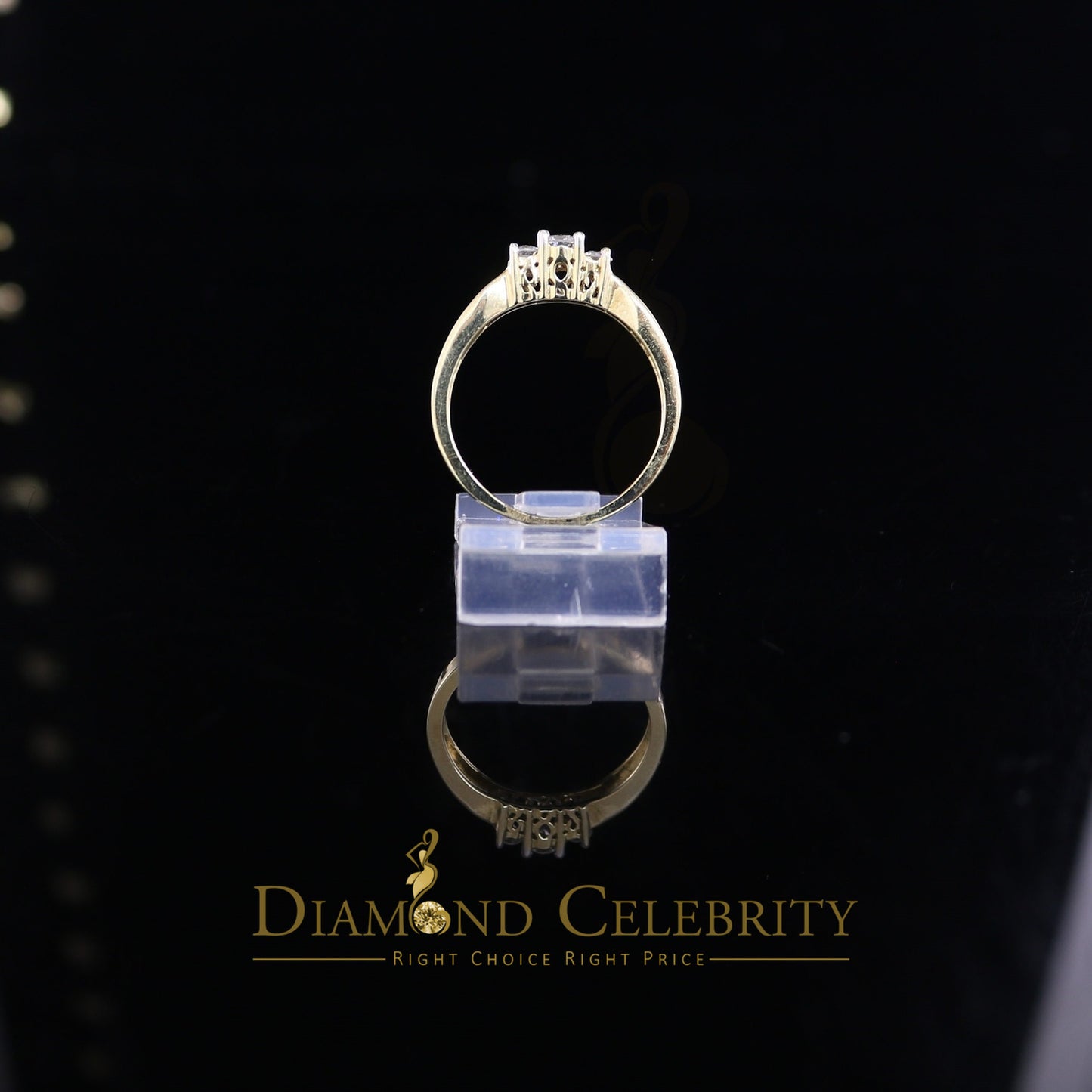 DiamondCelebritees Real 14kt Yellow Gold with 0.25CT Real Diamond Past Present Future Ring Size 7