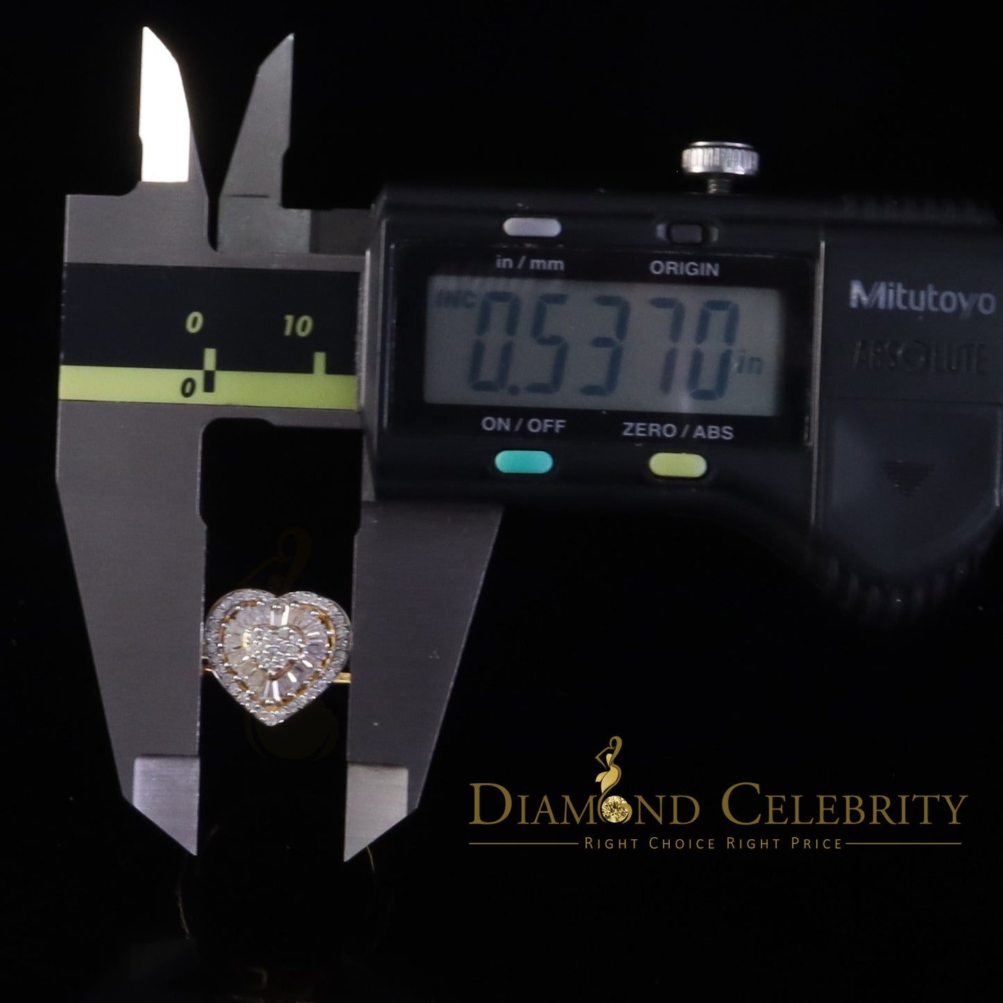 DiamondCelebritees Moissanite 925 Yellow Silver 1.00ct VVS 'D' Baguette Heart Rings Women's Size 7