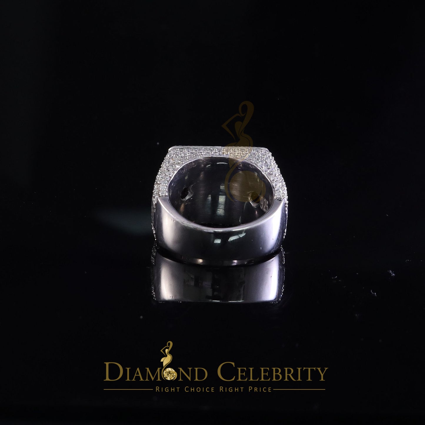 DiamondCelebritees Men's for 925 White Silver 4.50ct VVS 'D' Moissanite Rectangle Rings Size 10