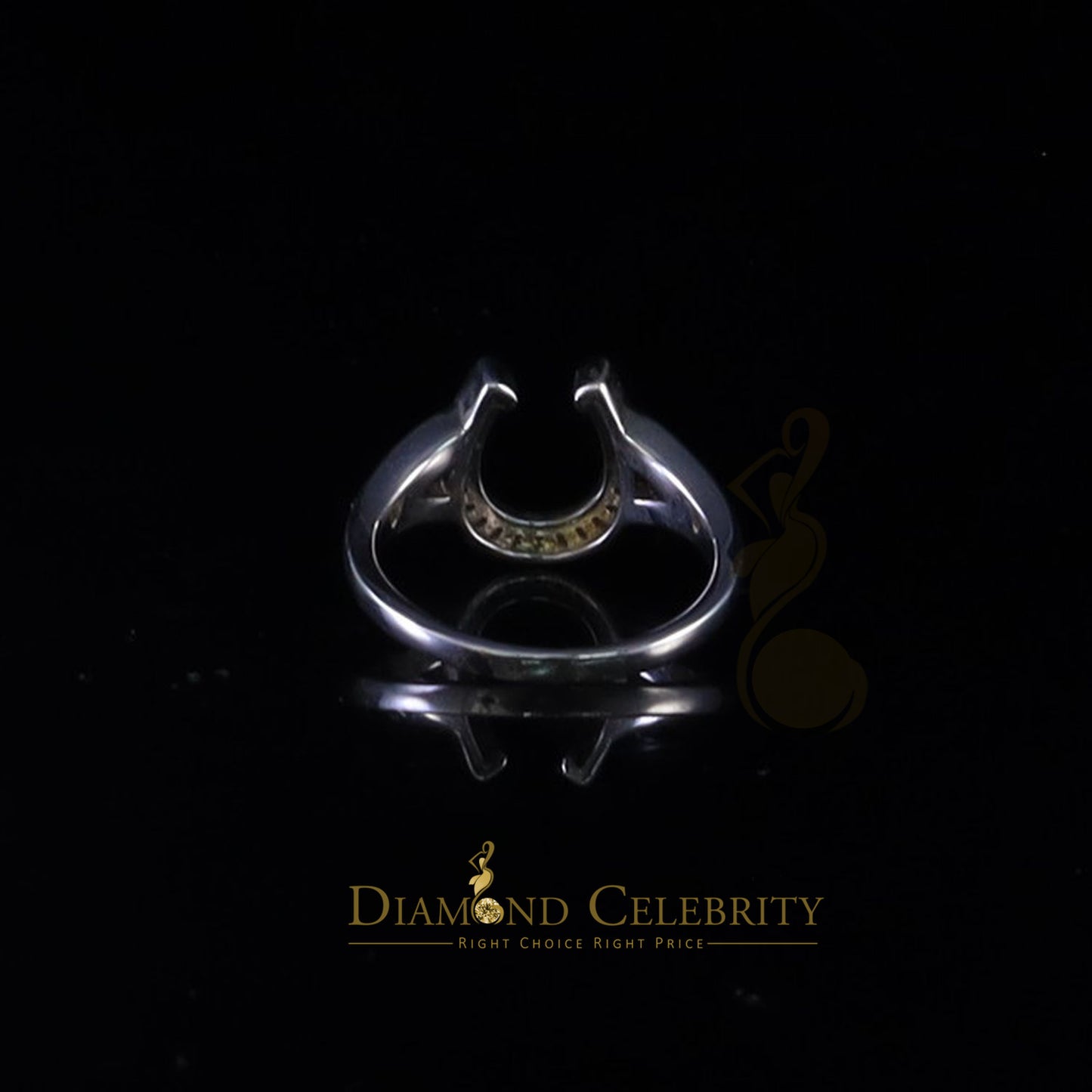 DiamondCelebritees Sterling 0.25ct Cubic Zirconia White Silver Horseshoe Womens / Men's Ring Size 8