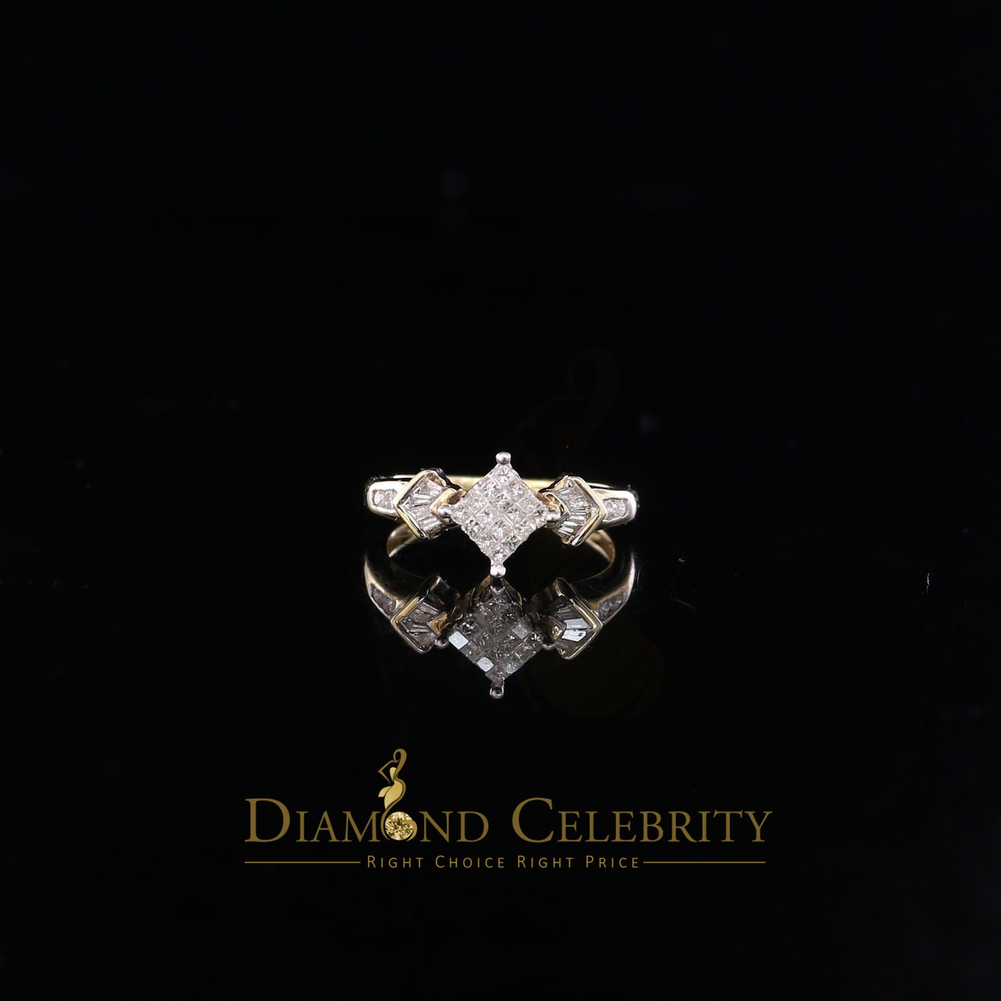 DiamondCelebritees Real 14kt Yellow Gold 0.33CT Real Diamond Past Present Future Ring Size 6.5