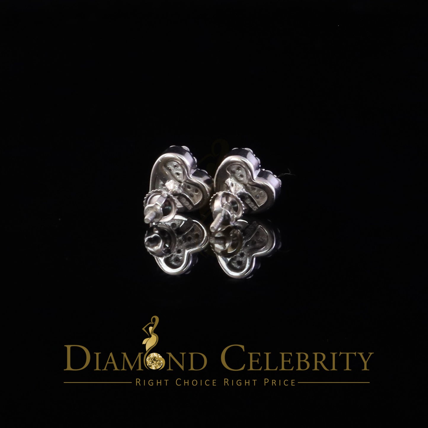 Diamondcelebritees 925 White Silver 0.66ct VVS 'D' Moissanite Heart Stud Earring Men's/Womens