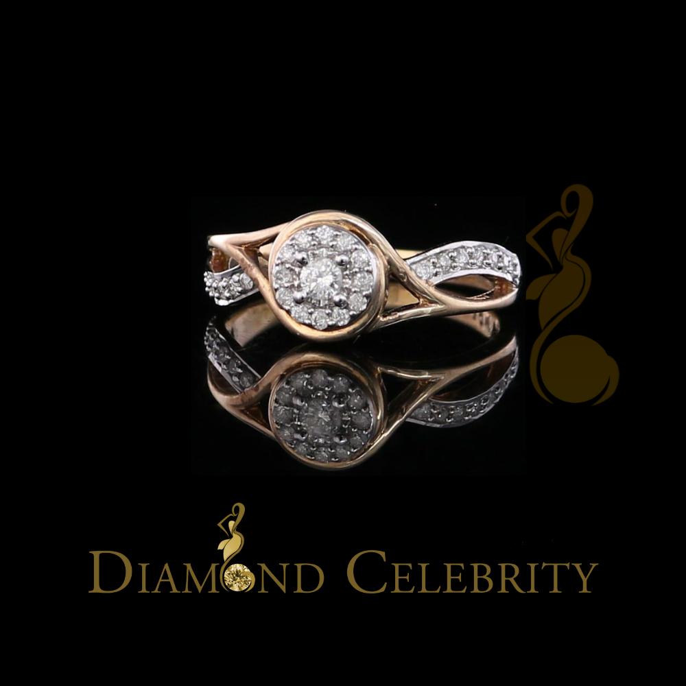 DiamondCelebritees Real 10kt Yellow Gold with 0.25 CT Real Diamond ROUND FLORAL Ring Size 6.5