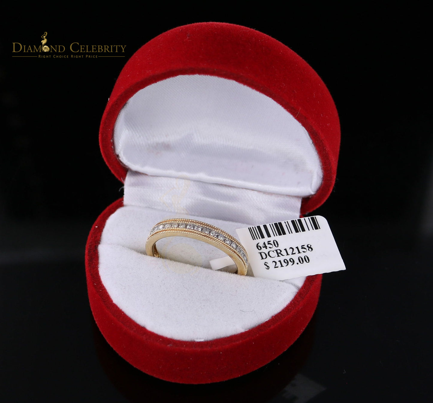 DiamondCelebritees 14KT Real Yellow Gold with 0.20CT Real Diamond Round Shape Womens Ring Size 7