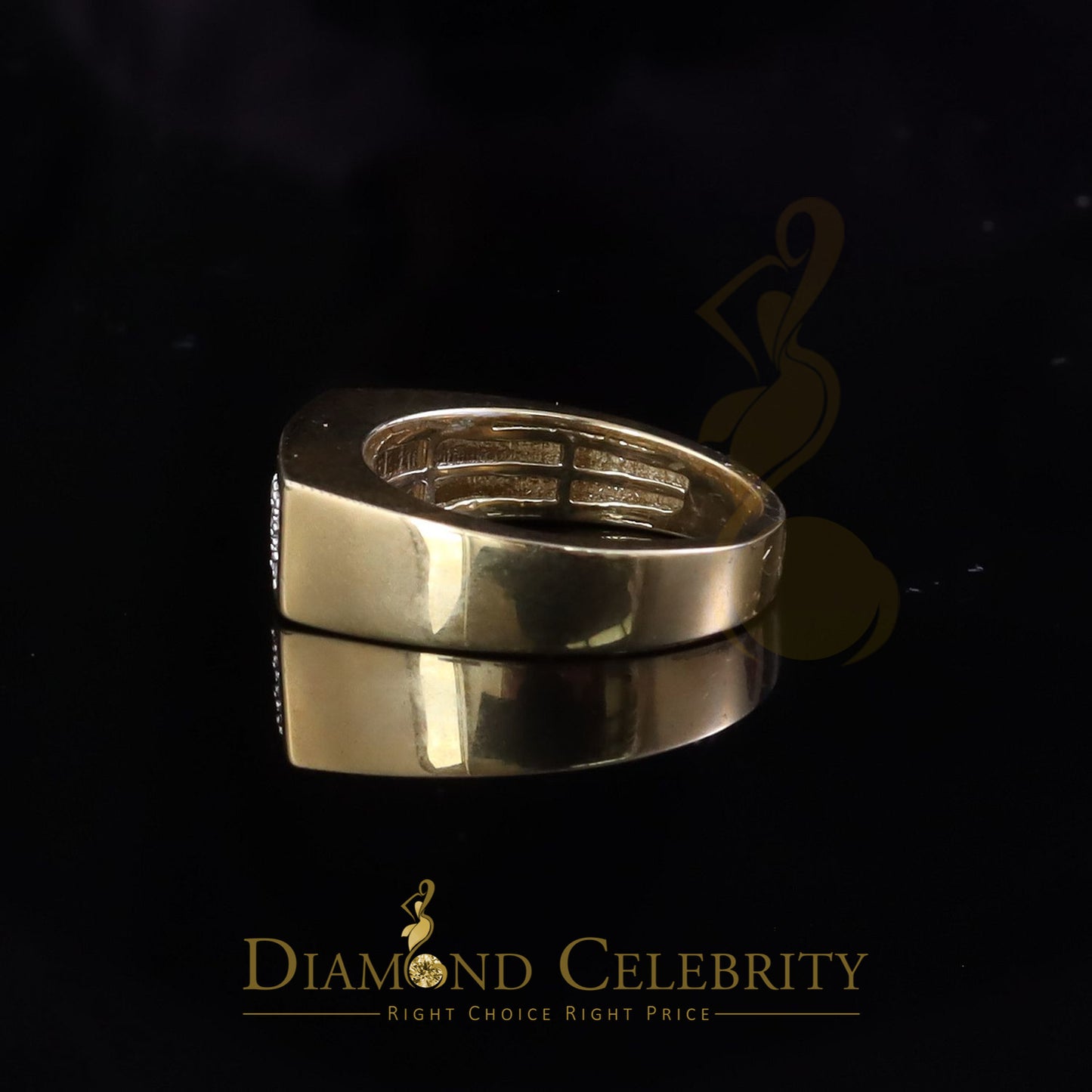 DiamondCelebritees Sterling Mens 0.81ct Yellow Cubic Zirconia Silver Rectangle Fashion Ring Size 9
