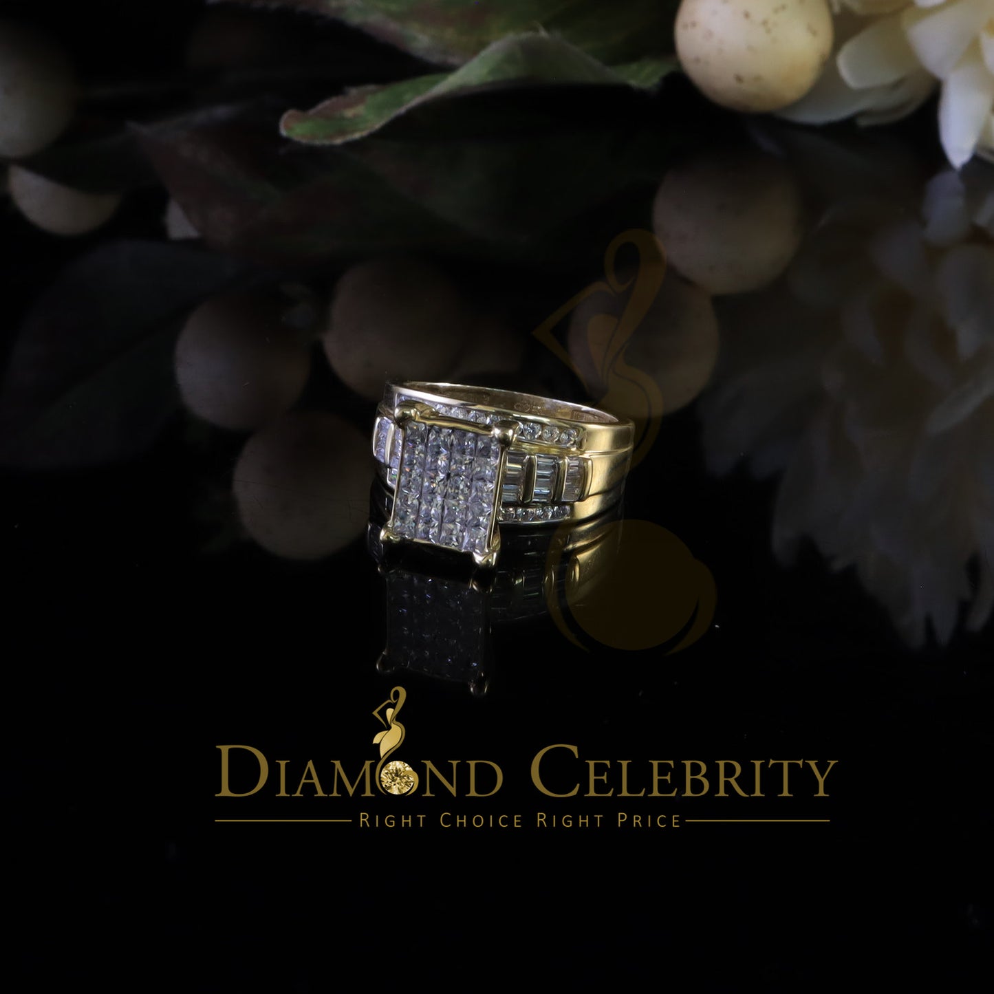 DiamondCelebritees Yellow Sterling Silver 3.00ct Cubic Zirconia Princes Engagement Ring Size 10