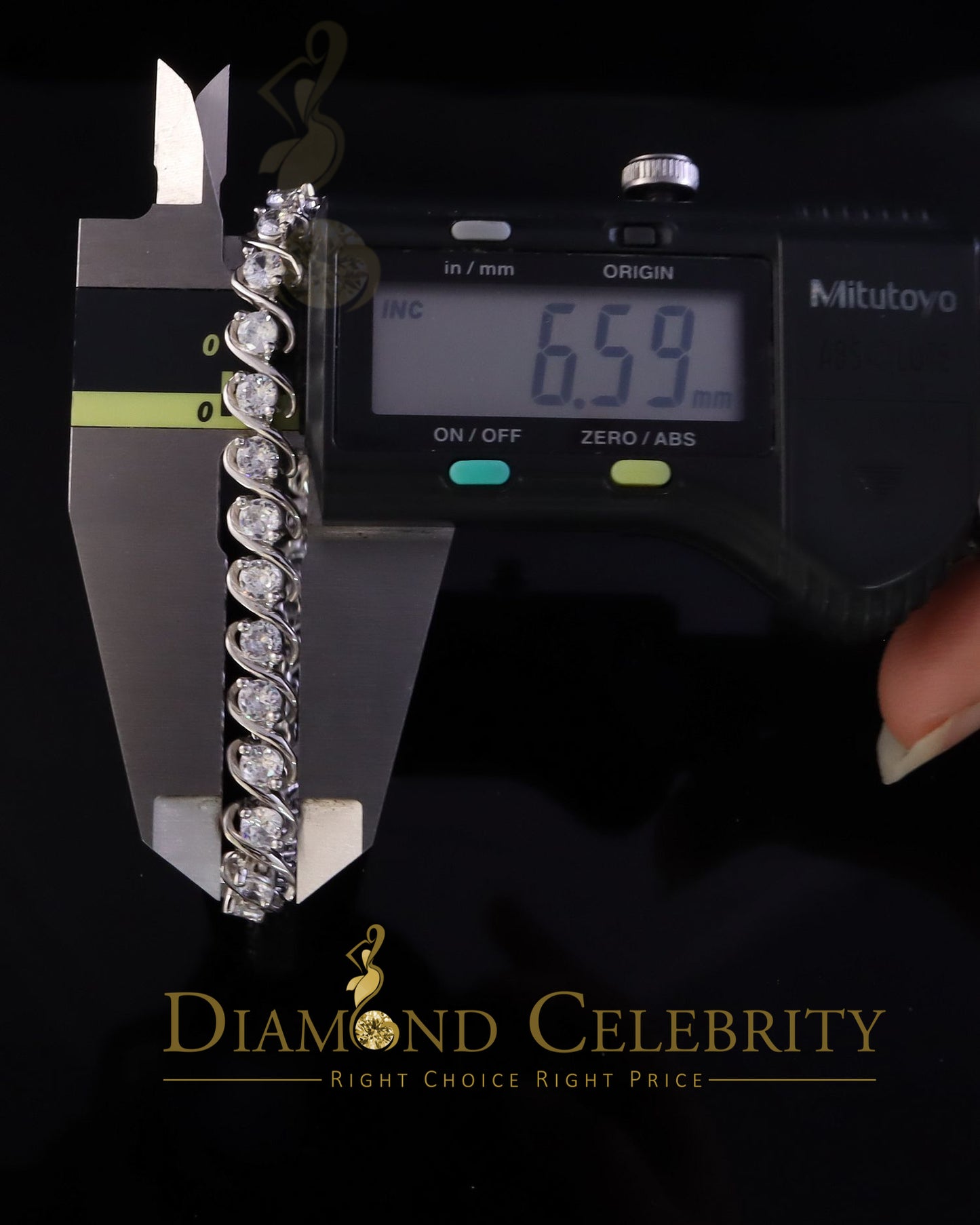 Diamondcelebritees 925 White Sterling Silver 8MM 0.80CT Cubic Zirconia Tennis Bracelet 9 Inch long