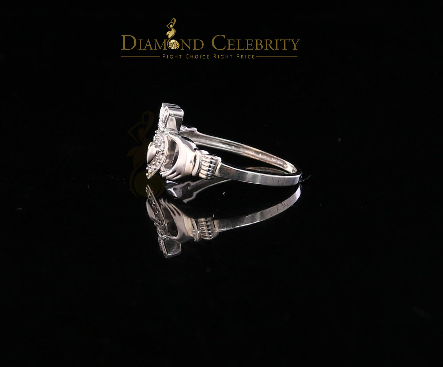 DiamondCelebritees 0.03 CT Real Diamond Womens 925 Sterling Silver White Heart Shape Ring Size 7