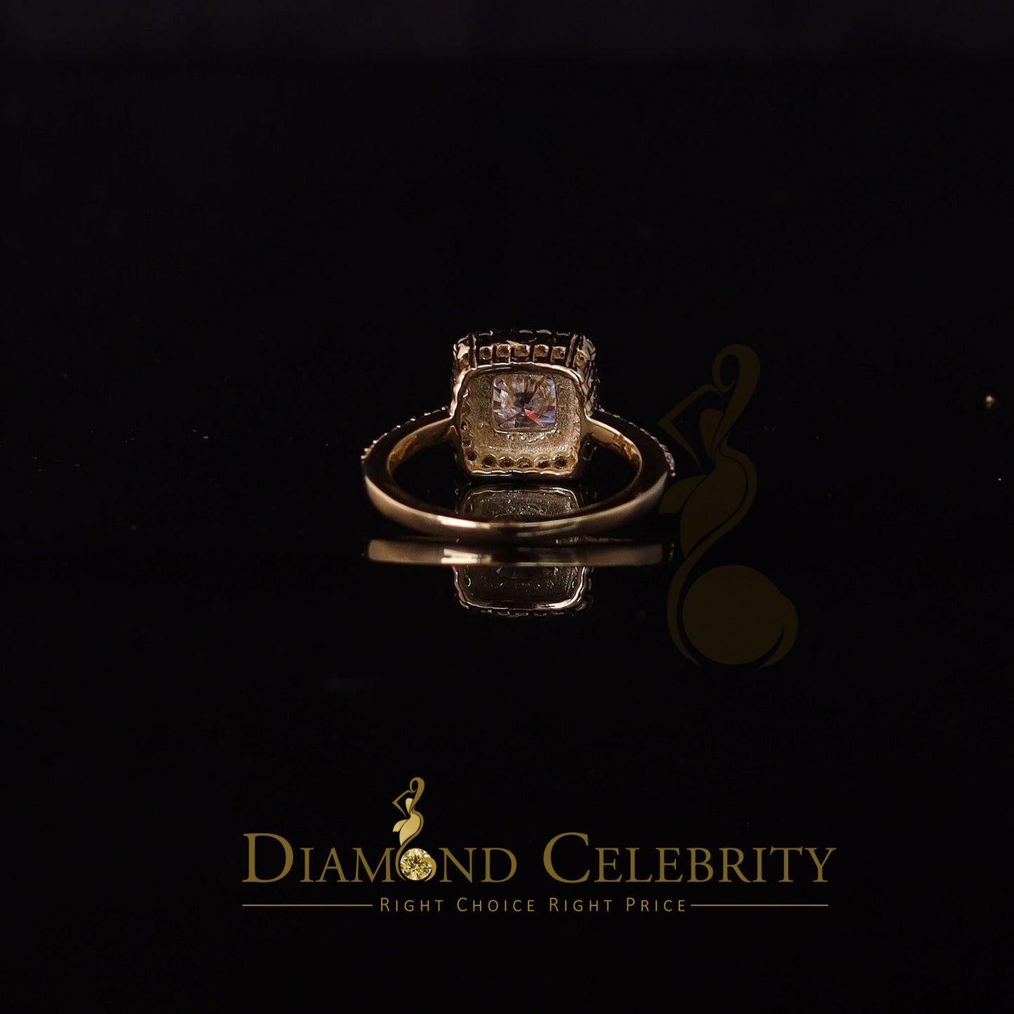 King Of Blings 10K Yellow Gold 3.00CT 'VVS' 'FL' D clr Cushion Cut Moissonite Womens Ring S/7