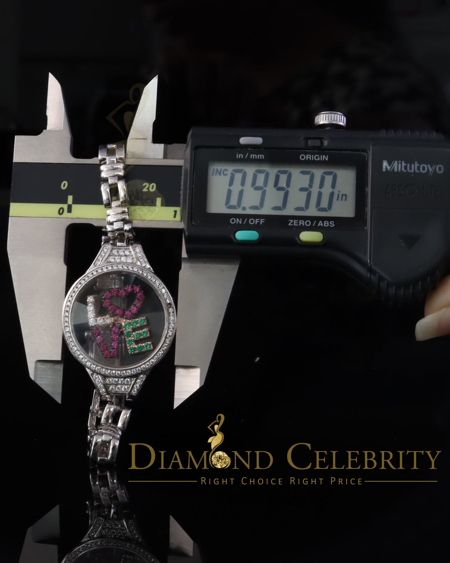 Diamondcelebritees 925 Sterling Silver White Bracelet Iced Out Floating Love Cubic Zirconia Size 7