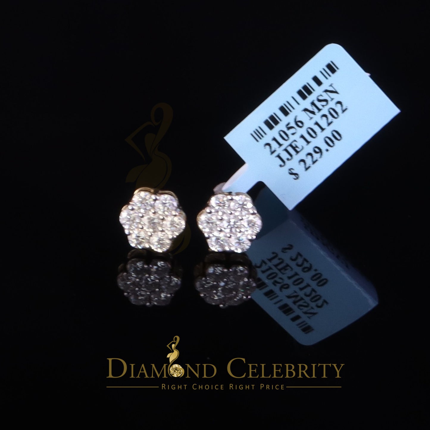DiamondCelebritees 925 Silver Yellow 1.00ct VVS 'D' Moissanite Floral Stud Earrings Men's/Womens