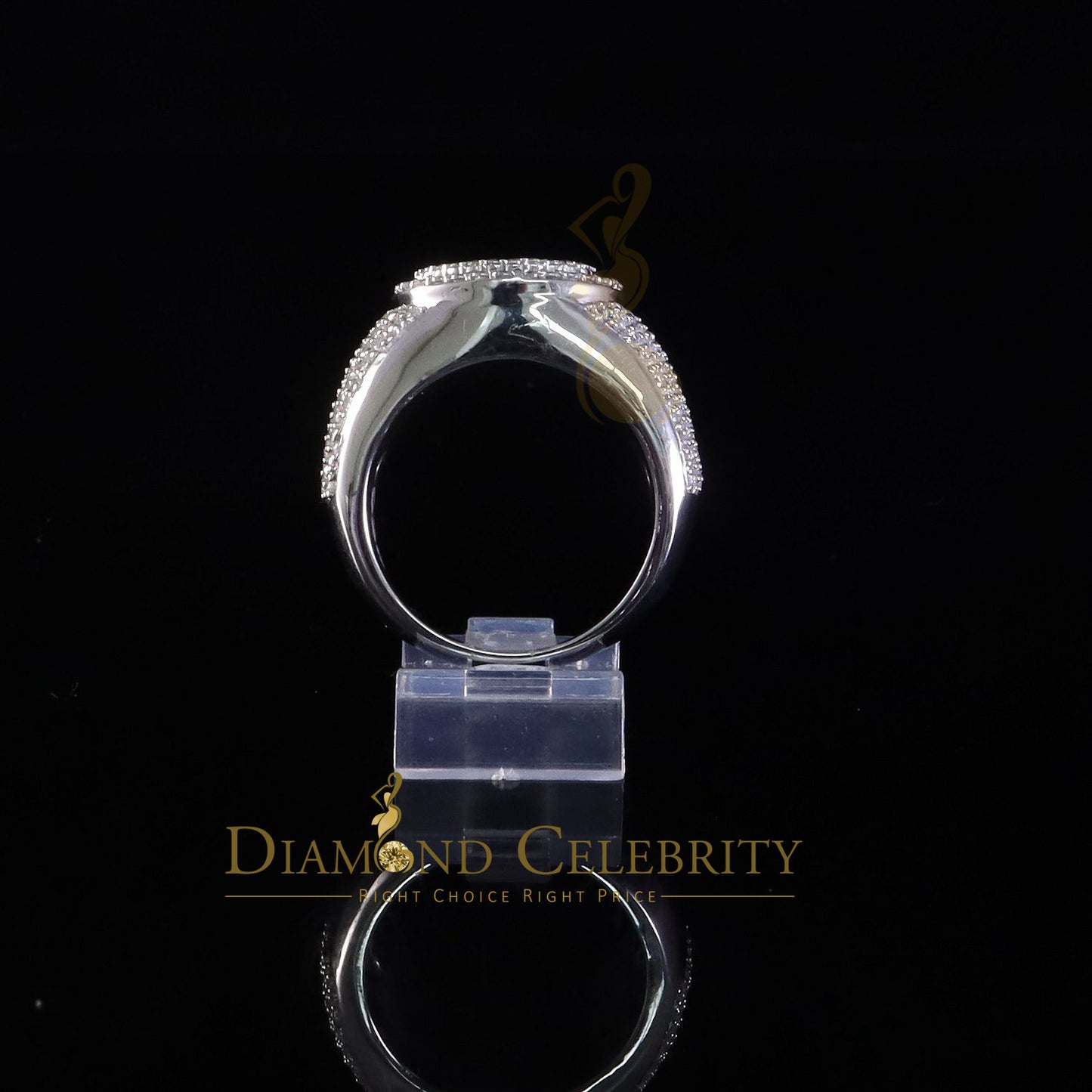 DiamondCelebritees 4.50ct White Silver VVS 'D' Moissanite Baguette Round Rings SZ 10 for Men's