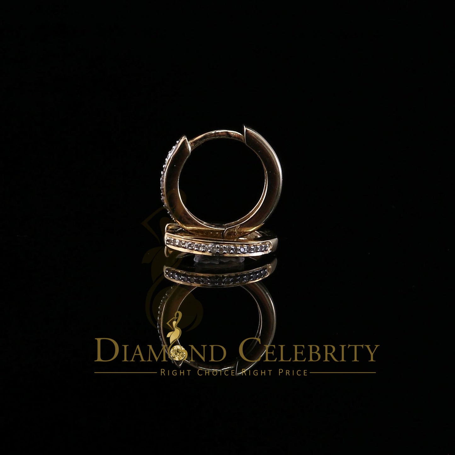 DiamondCelebritees 0.10ct Diamond 925 Sterling Silver Yellow Hoop Stud Earrings For Men's / Women's