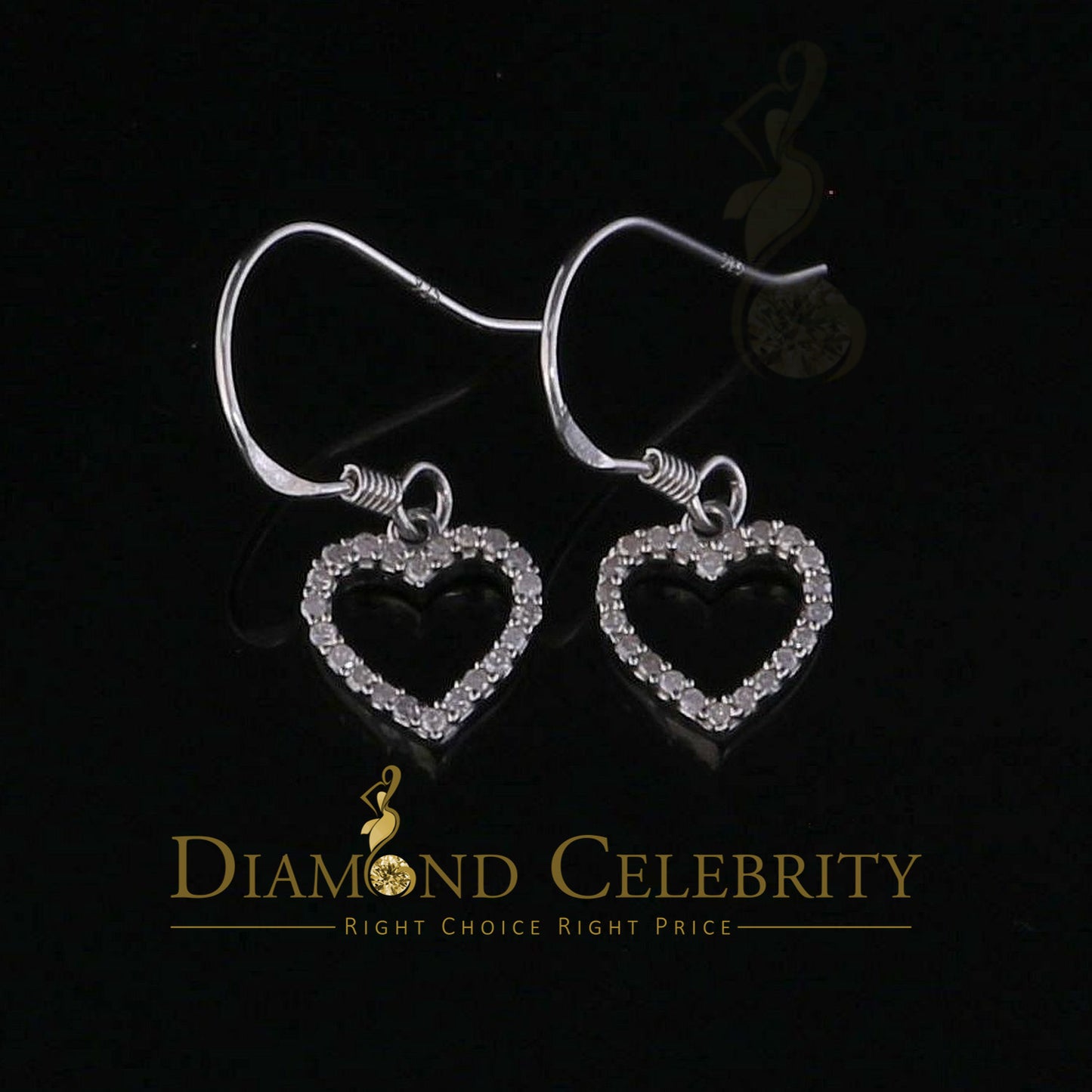 DiamondCelebritees 0.20ct Diamond 925 Sterling Silver White Dangling Stud Earring For Men / Women