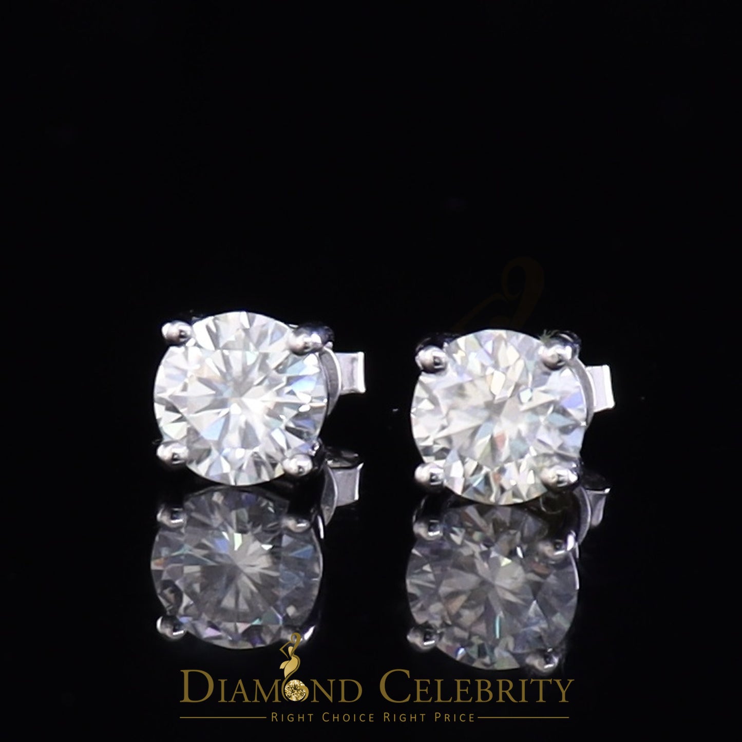 Diamondcelebritees Mens/Womens stud 925 silver White 4.50ct VVS 'D' Moissanite Stud Stud Earrings
