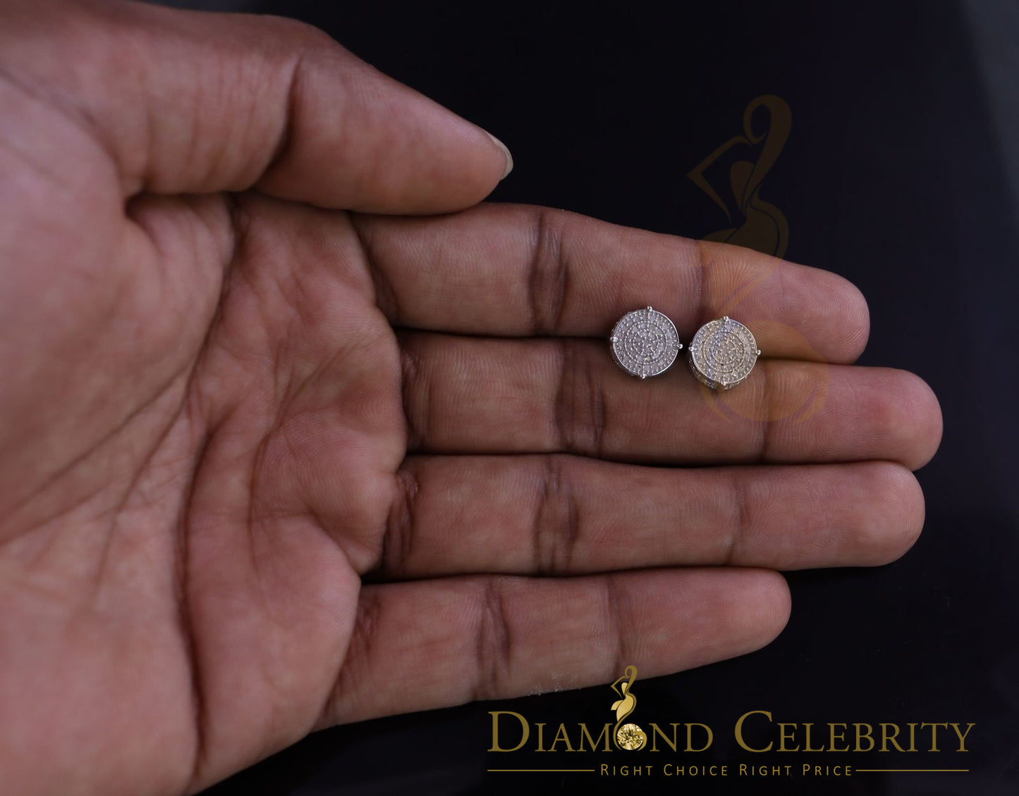 DiamondCelebritees 925 Sterling Silver White Hip Hop 0.40ct Diamond Men's/ Women's Stud Earrings