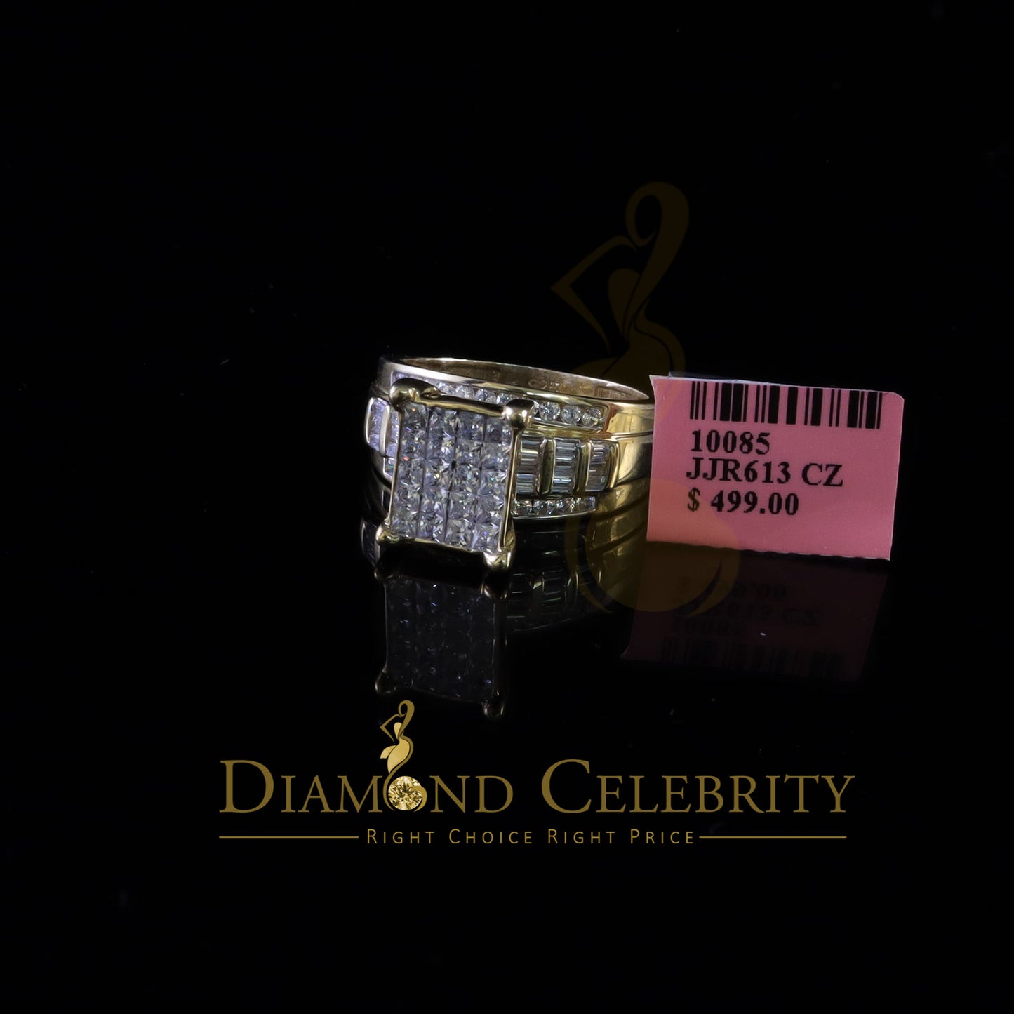 DiamondCelebritees Yellow Sterling Silver 3.00ct Cubic Zirconia Princes Engagement Ring Size 10
