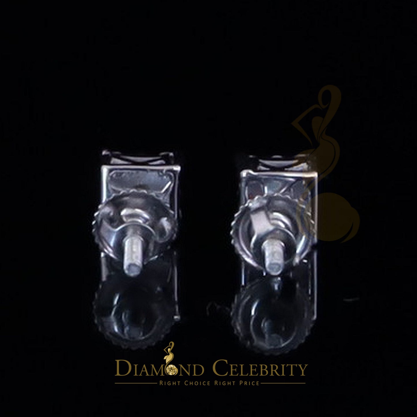 Diamondcelebritees Women's/Men's 925 Silver White 0.25ct VVS 'D' Moissanite Square Stud Earrings