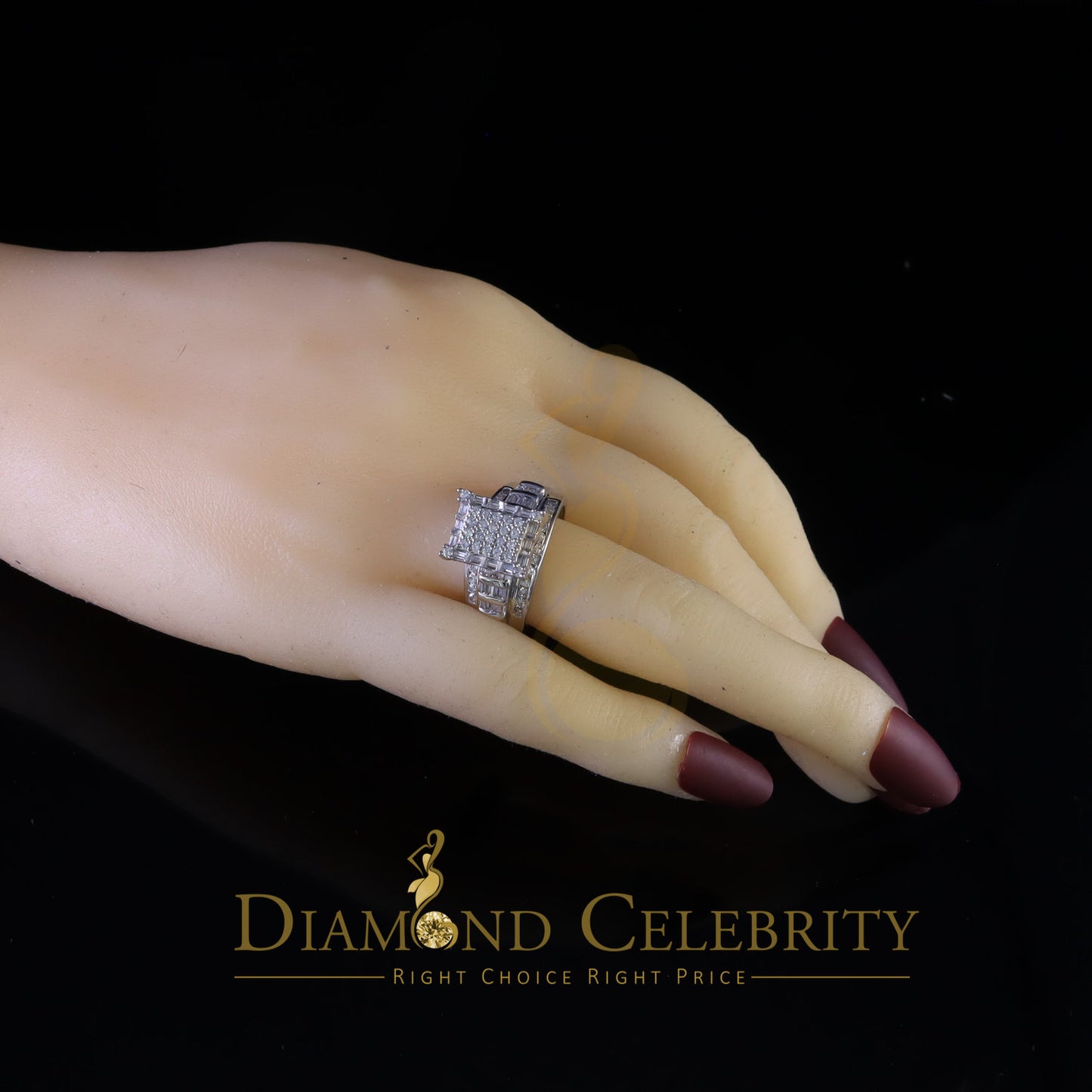 DiamondCelebritees 925 White Square 2.36 ct Cubic Zirconia Silver Womens Engagement Ring Size 8