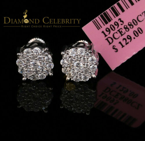 DiamondCelebritees 925 Sterling White Silver 1.22ct Cubic Zirconia Round Women's Stud Earrings