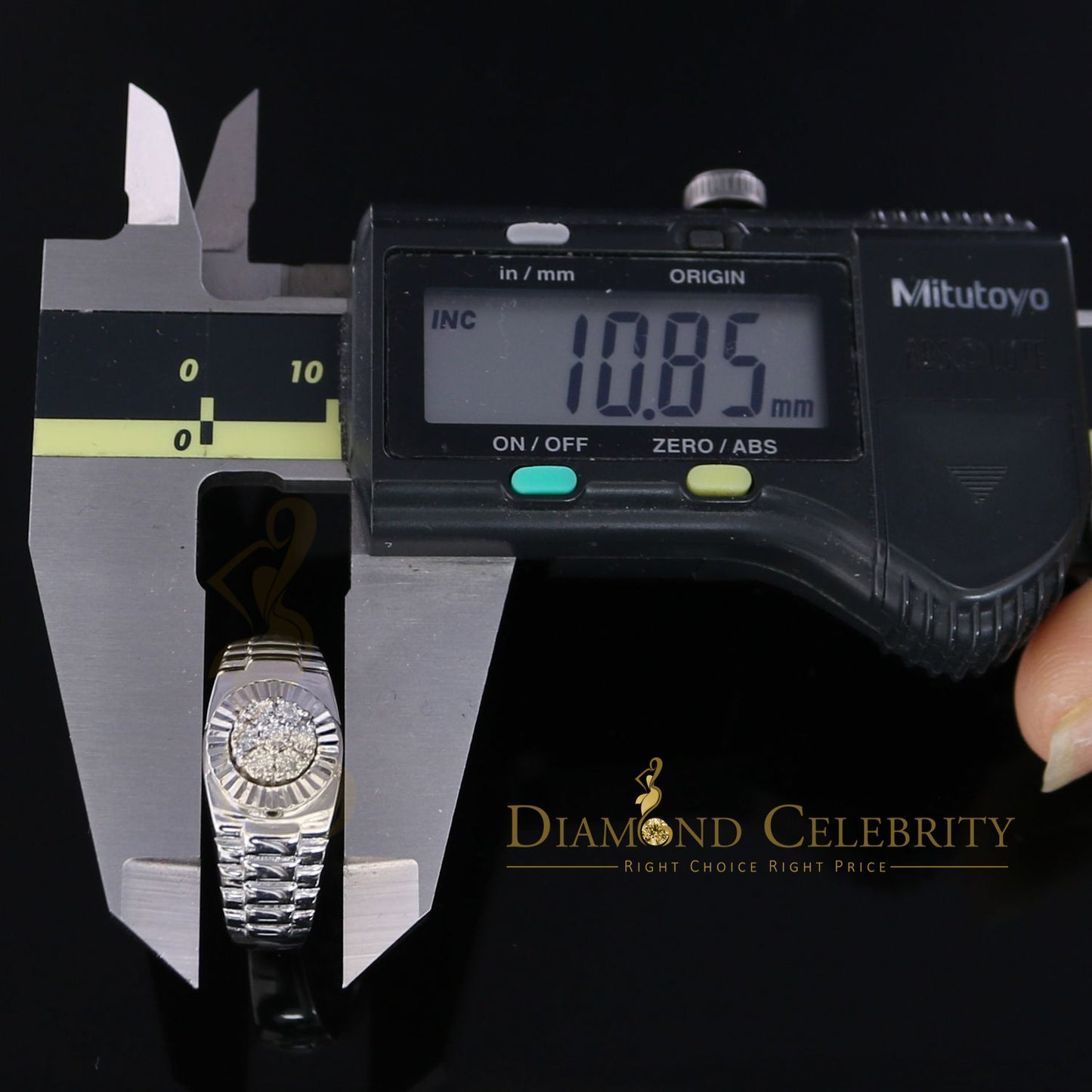 DiamondCelebritees 925 Sterling Silver 0.05ct Real Diamond Men's Style White Band Style Ring SZ 10