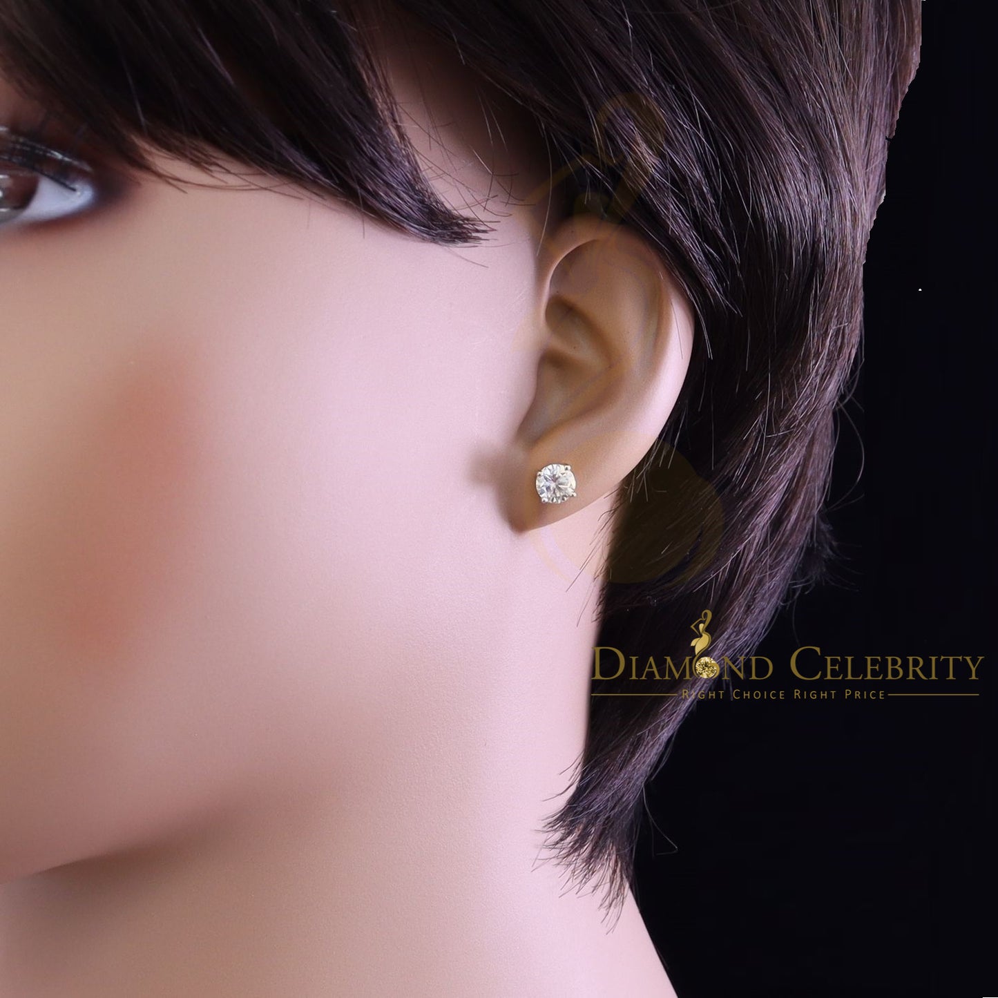 DiamondCelebritees 1.25ct VVS 'D' Moissanite Men's/Womens 925 Silver Yellow Round Stud Earrings