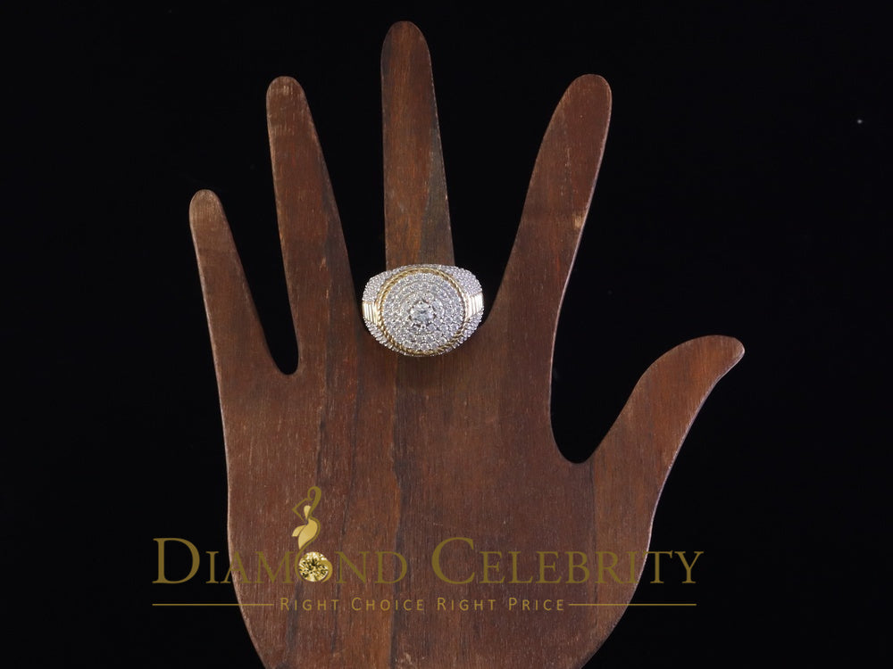 DiamondCelebritees Yellow 925 Silver 6.00ct VVS 'D' Moissanite Stone Round Rings Size 10 Men's