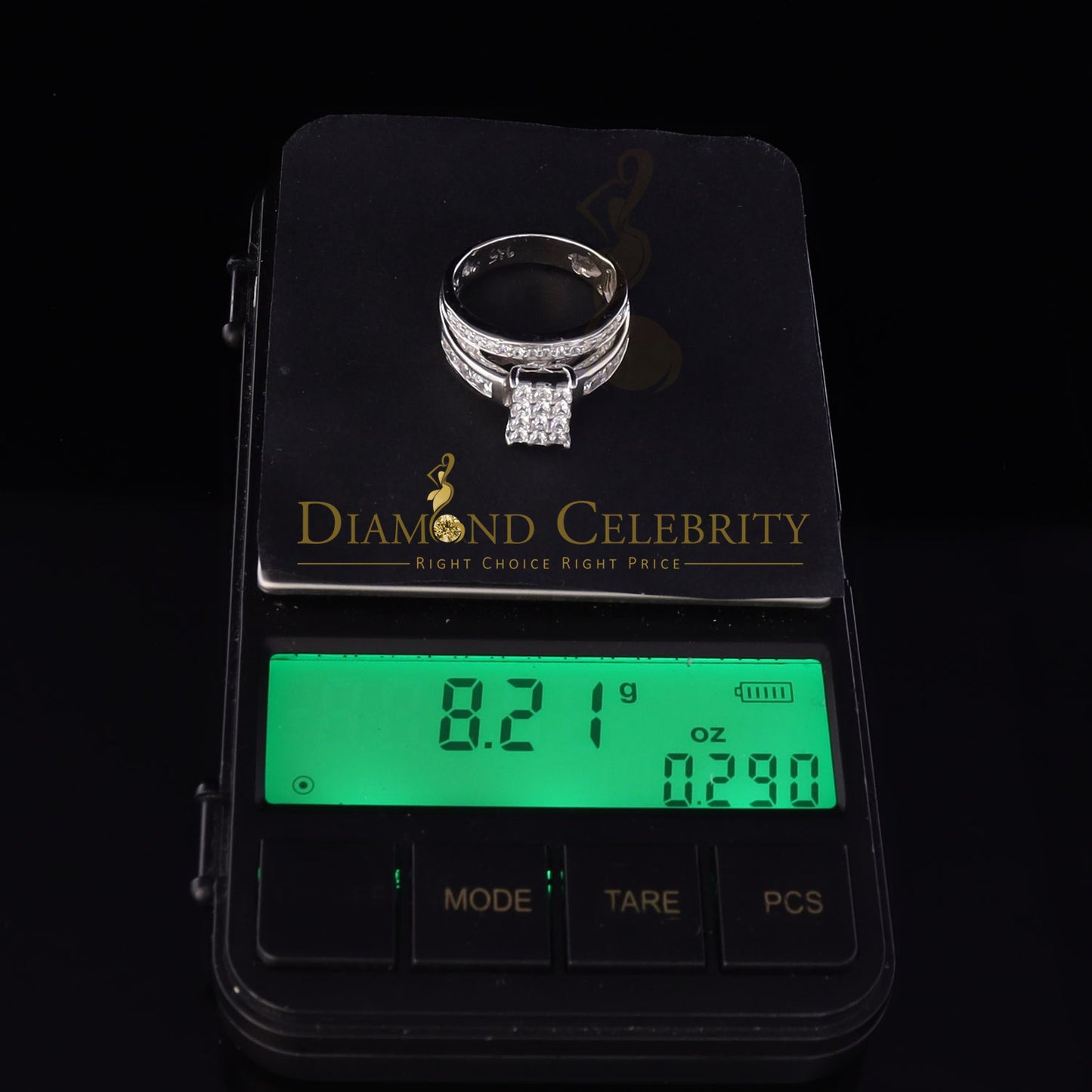 DiamondCelebritees 3.20ct White Cubic Zirconia 925 Silver Cinderella Womens Engagement Ring SZ 8