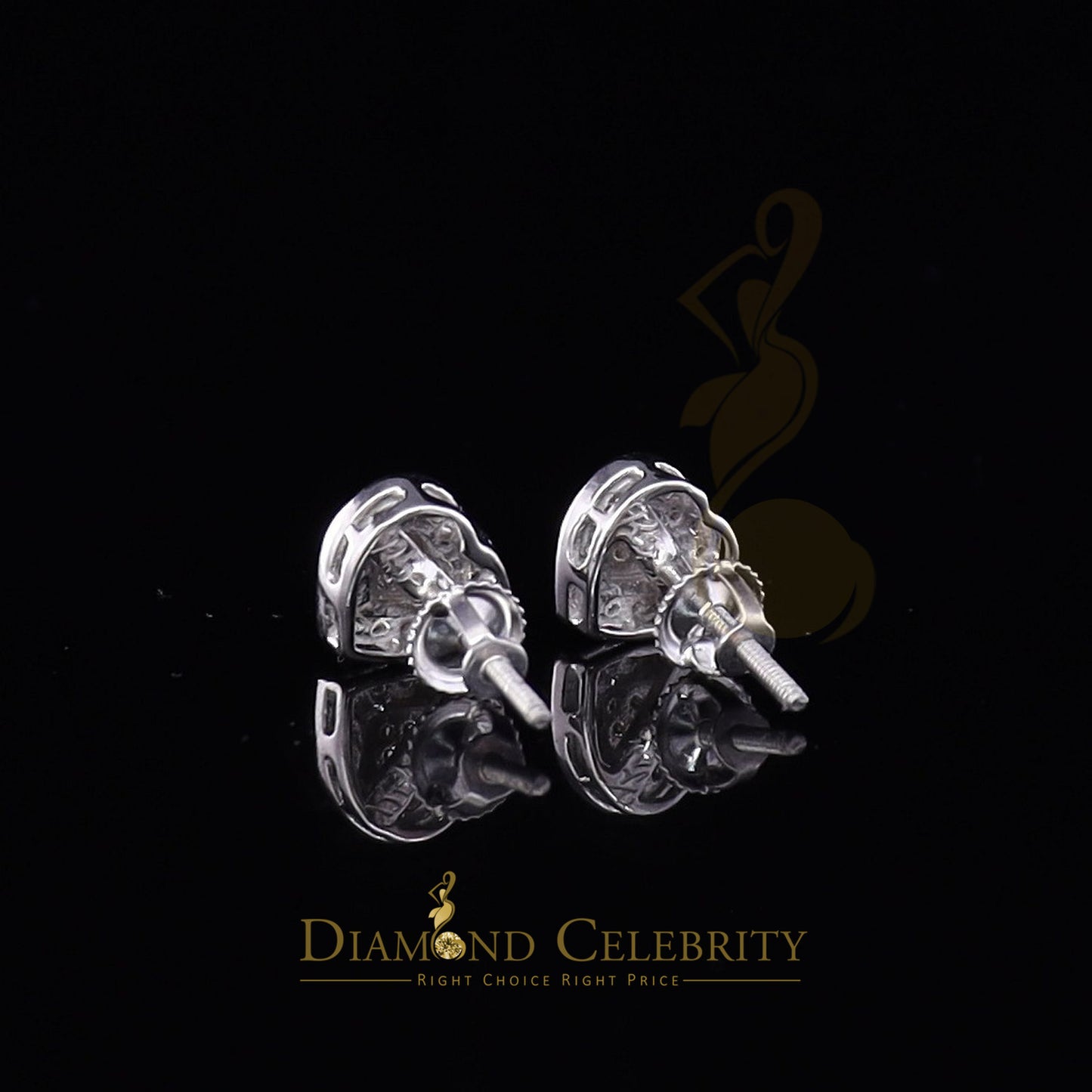 DiamondCelebritees Micro Pave 0.11ct Real Diamonds 925 White Silver Women's & Men's Heart Earrings