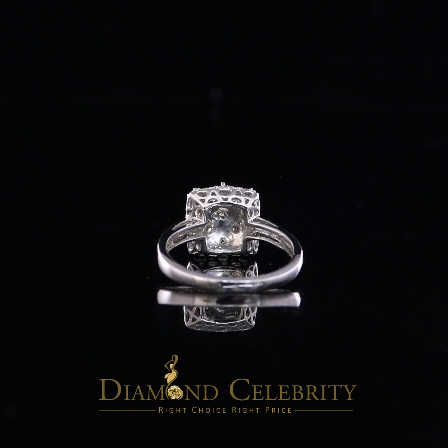 DiamondCelebritees Real 10kt White Gold with 0.50CT Genuine Diamond SQUARE shape Womens Ring Size 7
