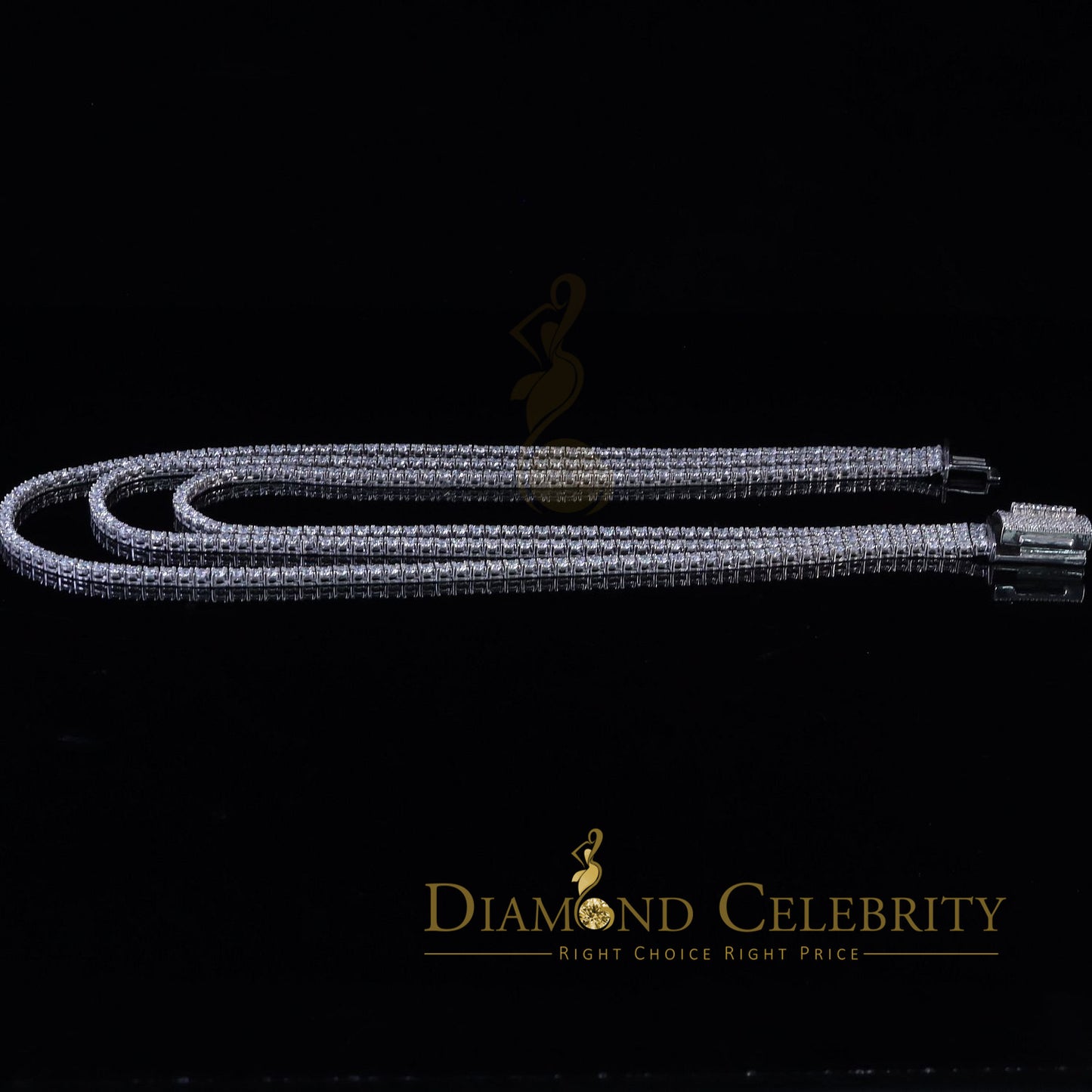 DiamondCelebritees Tennis Necklace 925 Silver White 90ct Moissanite size 18/20/22 inch & Width 4mm