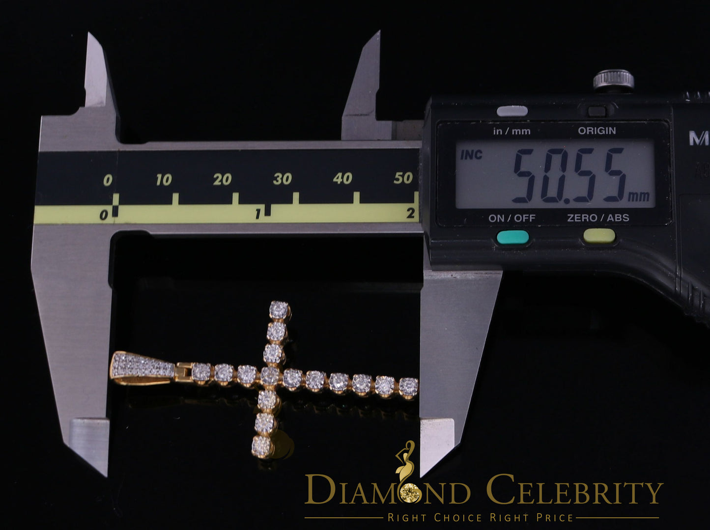 DiamondCelebritees Real 0.66ct Diamond Sterling Silver CROSS Charm FAshion Necklace Yellow Pendant