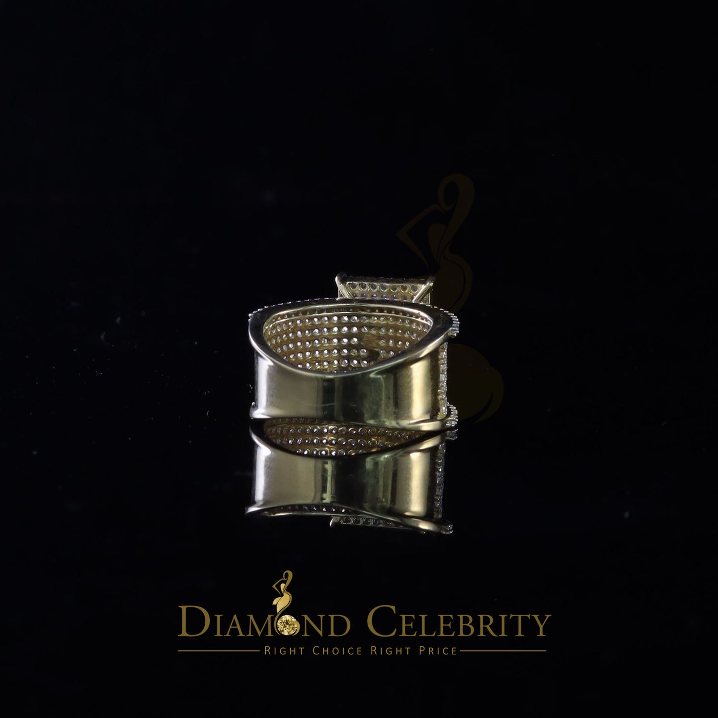 DiamondCelebritees 925 Sterling Yellow Silver Square Cubic Zirconia 3.45ct Womens Ring Size 7