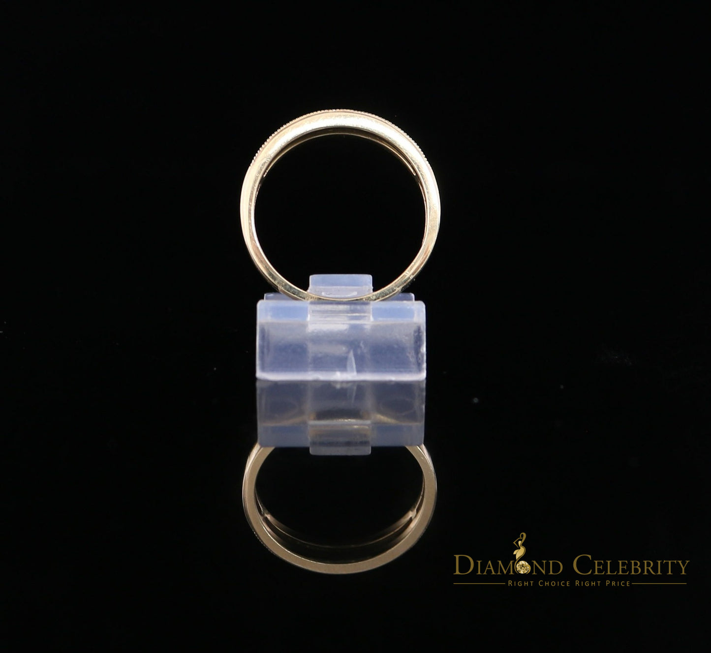 DiamondCelebritees Real 14 kt Yellow Gold and 0.10CT Real Diamond Ring Band Round Shape Ring Size 7