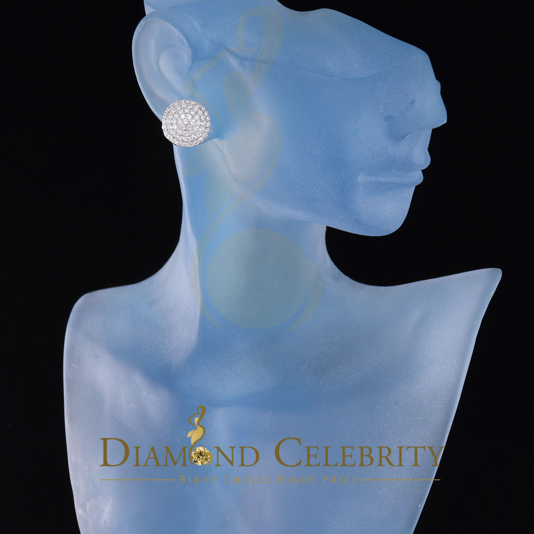 DiamondCelebritees 925 Sterling Yellow Silver 2.44ct Cubic Zirconia Round Women's Stud Earrings