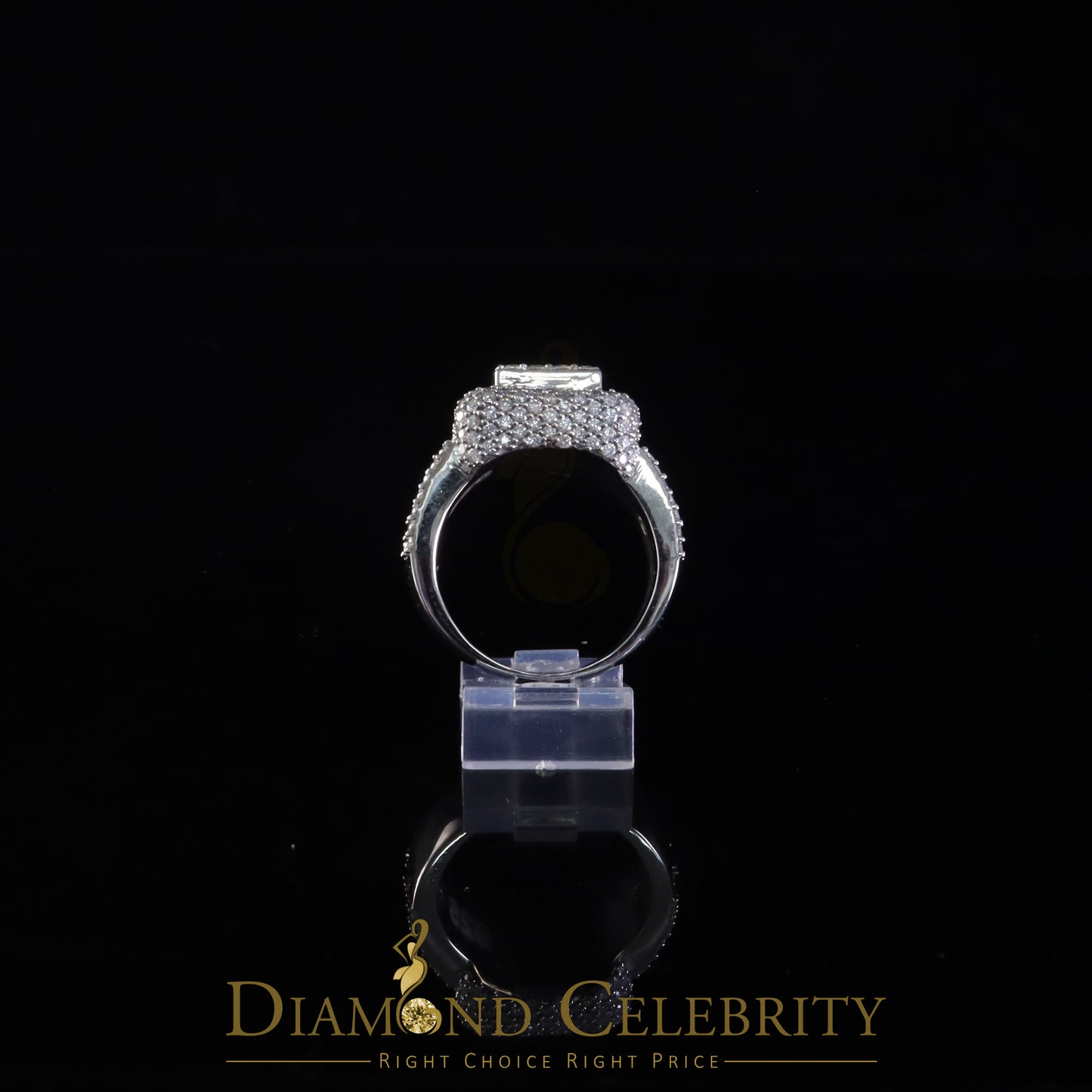 DiamondCelebritees Men's for 5.50ct VVS D Baguett Moissanite White Silver Square Pinky Ring Size 11