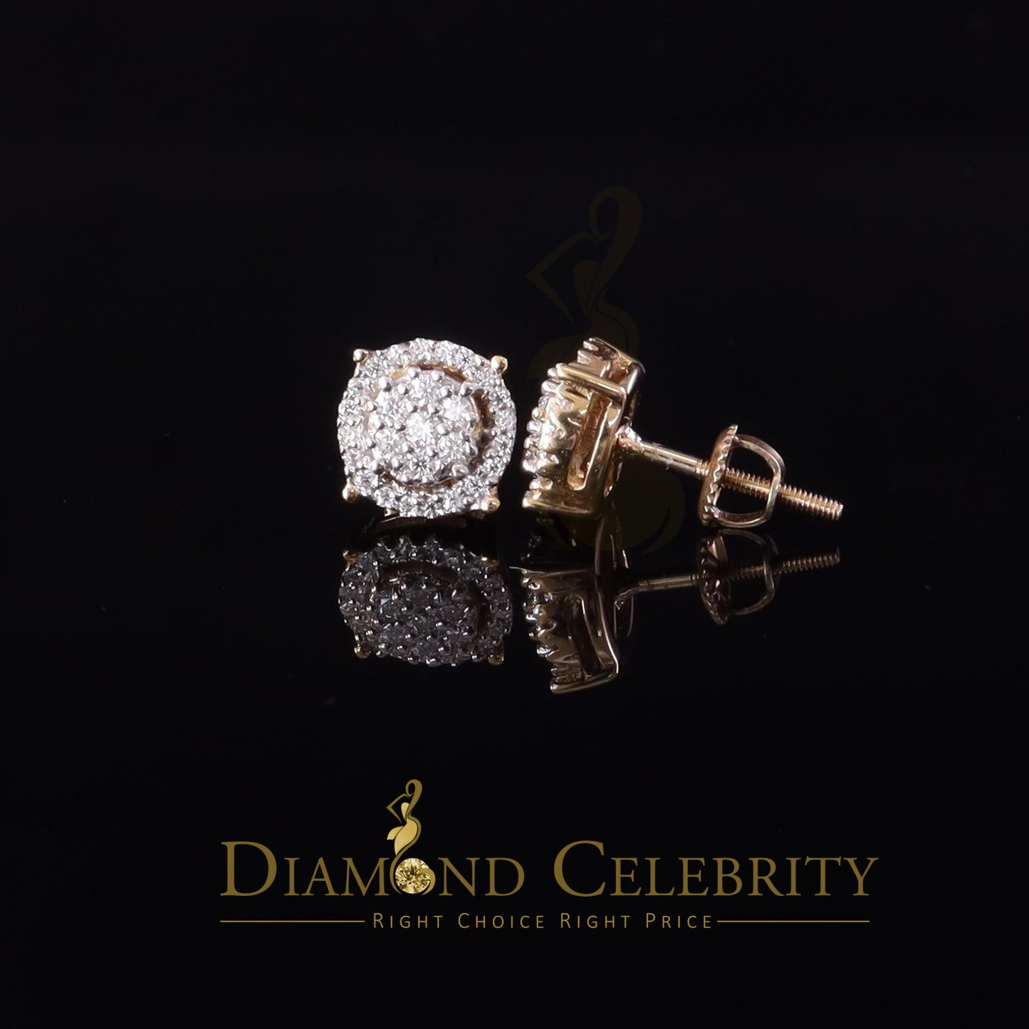 DiamondCelebritees 925 Silver Yellow 0.40ct VVS 'D' Moissanite Round Men's / Womens Stud Earrings