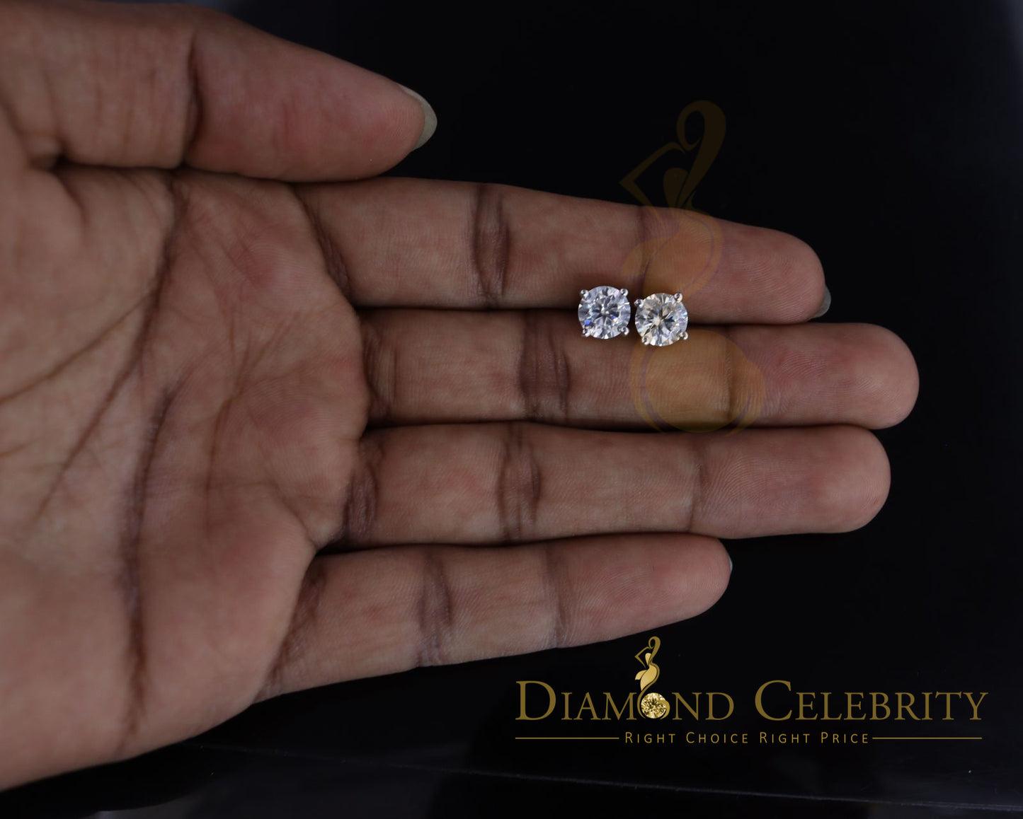 DiamondCelebritees Mens & Womens stud 925 silver Yellow 3.00ct VVS 'D' Color Moissanite Earrings