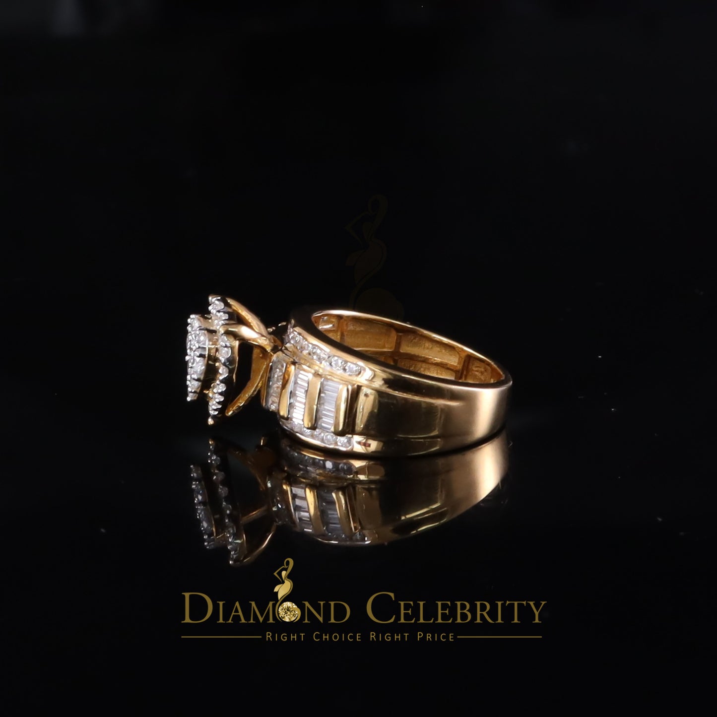 DiamondCelebritees New Women Heart Cindarella Ring 925 Yellow Silver1.20ct VVS D Clr.Moissanite SZ7