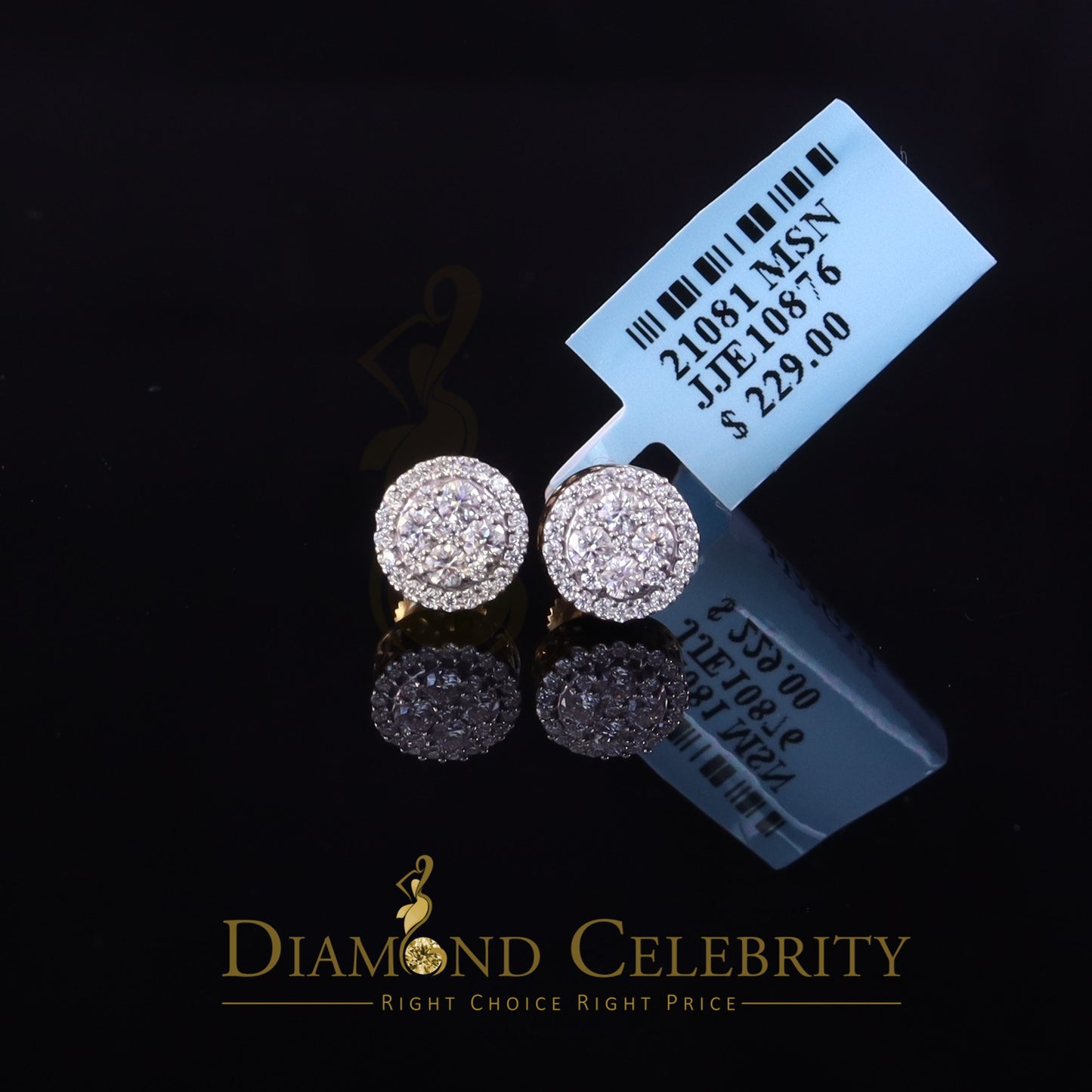DiamondCelebritees Moissanite Round Stud Earrings Men's/Womens 925 Silver Yellow 0.50ct VVS 'D'
