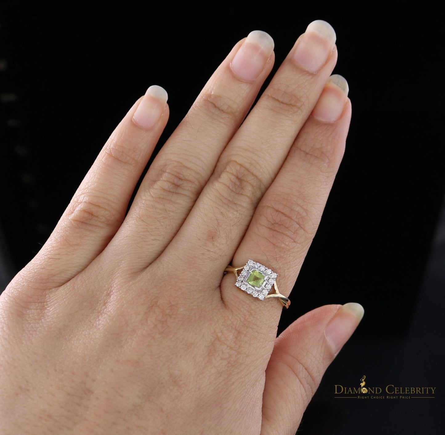 DiamondCelebritees Real 14 kt Yellow Gold 0.25 CT Real Diamond SQUARE Shape Womens Ring Size 6.5