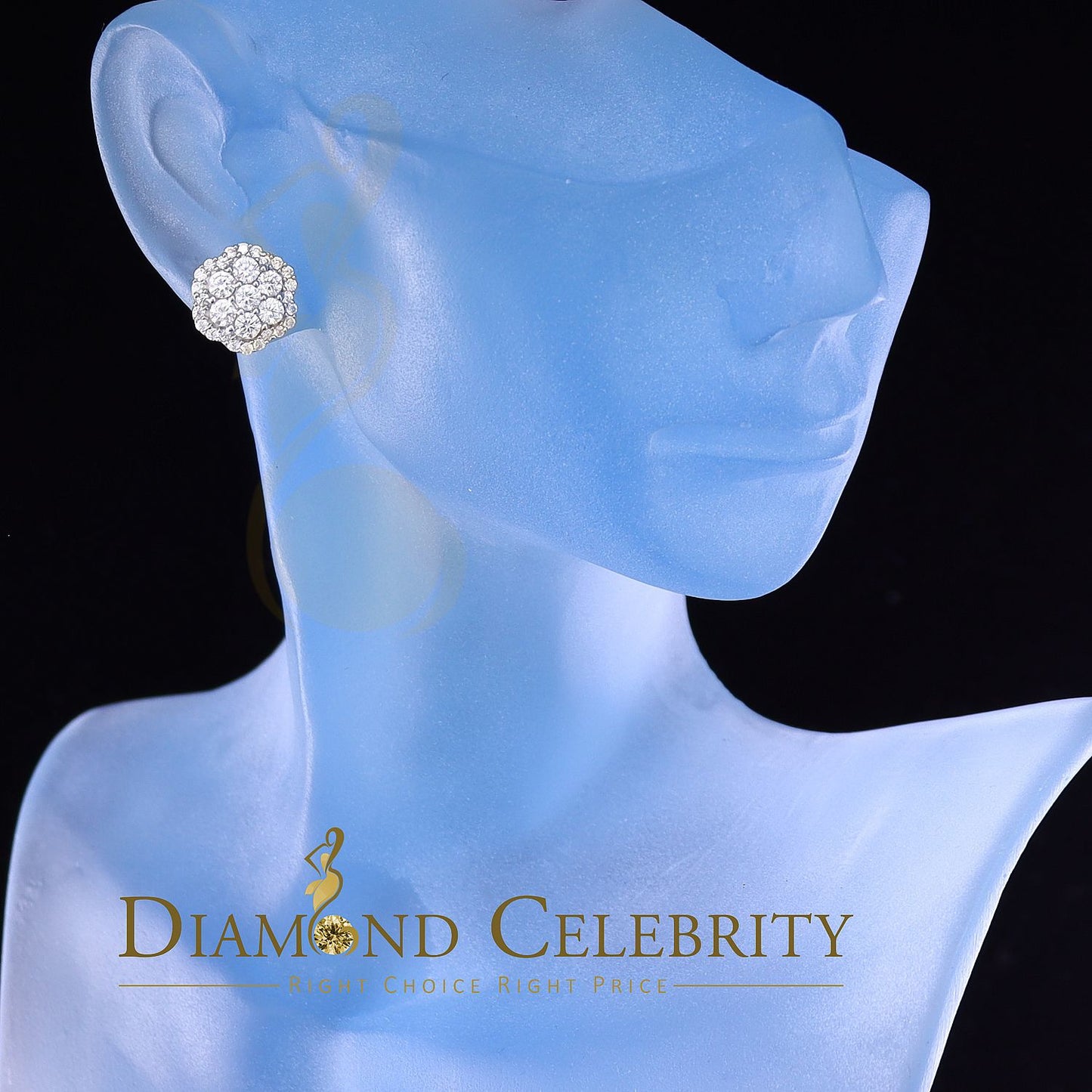 DiamondCelebritees 925 Yellow Silver 2.7ct Cubic Zirconia Flower Fashion Women's & Men's Earrings
