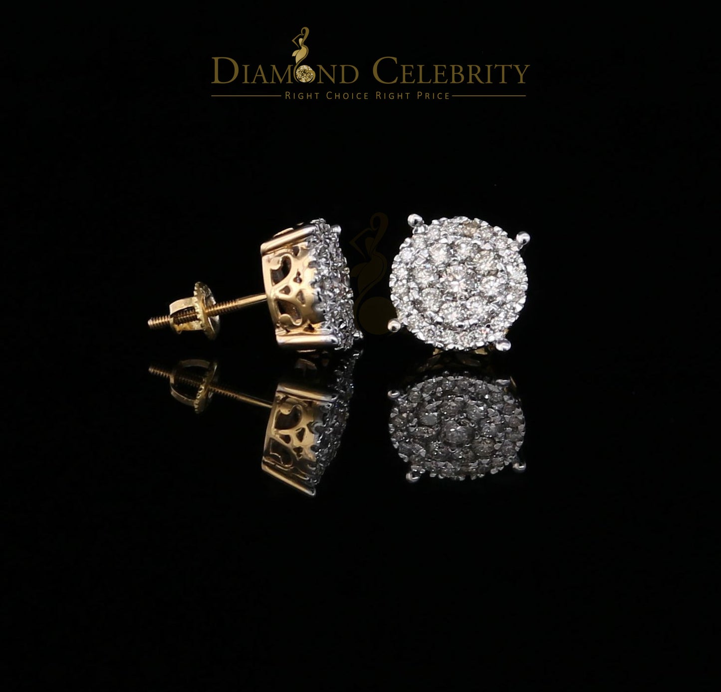 DiamondCelebriteesMen's/Women's 10K Real Yellow Gold with 1.20CT Real Diamond Stud Earrings