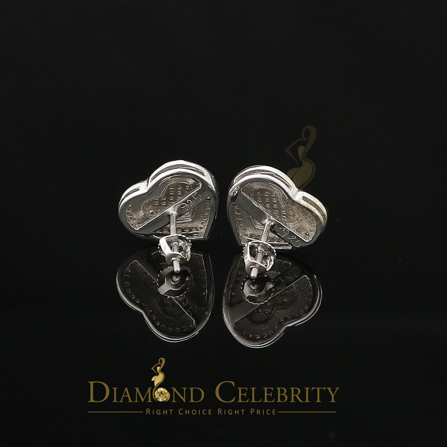 DiamondCelebritees Aretes Para Hombre Heart 925 White Silver 0.30ct Diamond Women's Style Earring