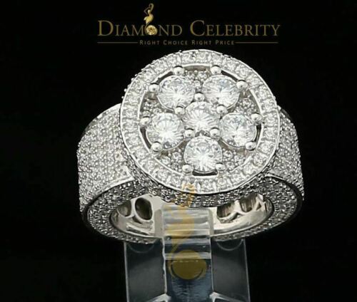 DiamondCelebritees White 925 Silver Sterling 14.00ct Round Cubic Zirconia Fashion Men's Ring SZ9.5
